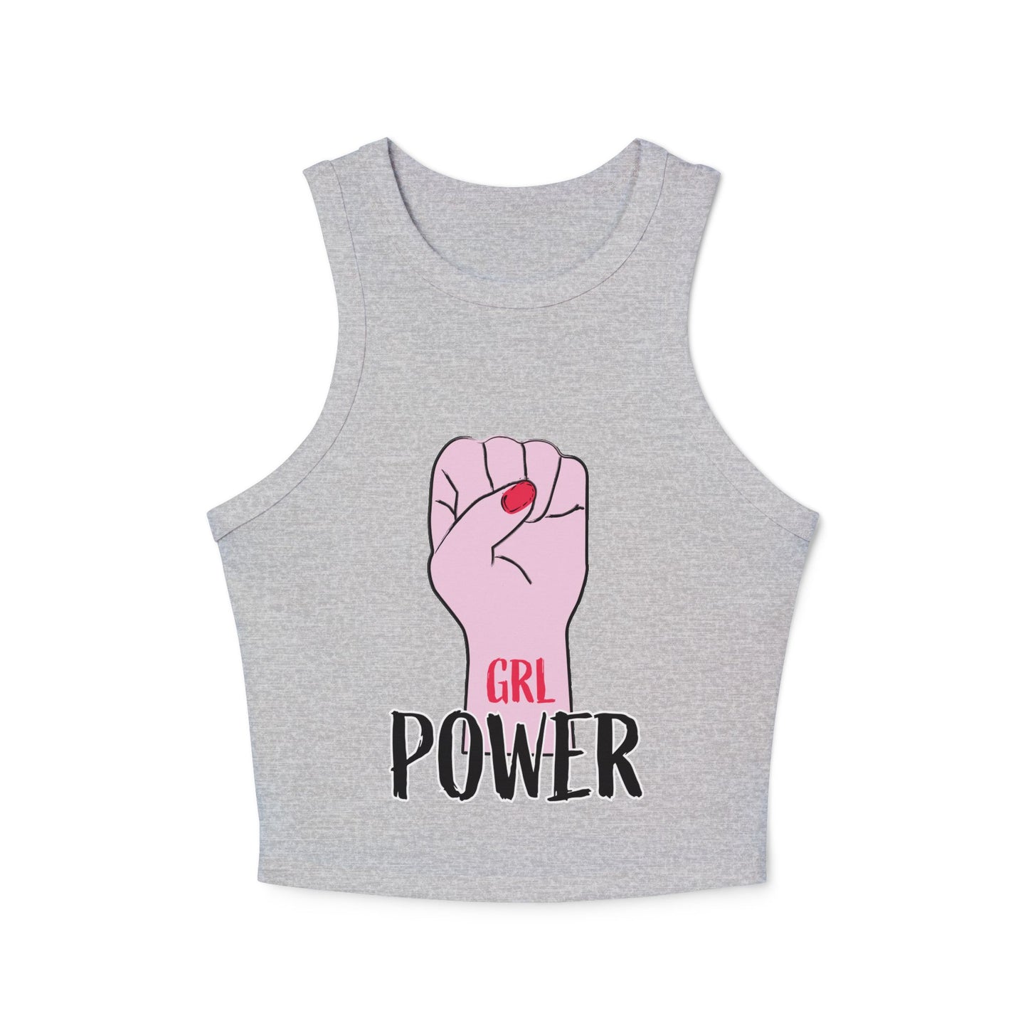 GRL Power Tank Top — Feminist Pink Fist Crop Racerback