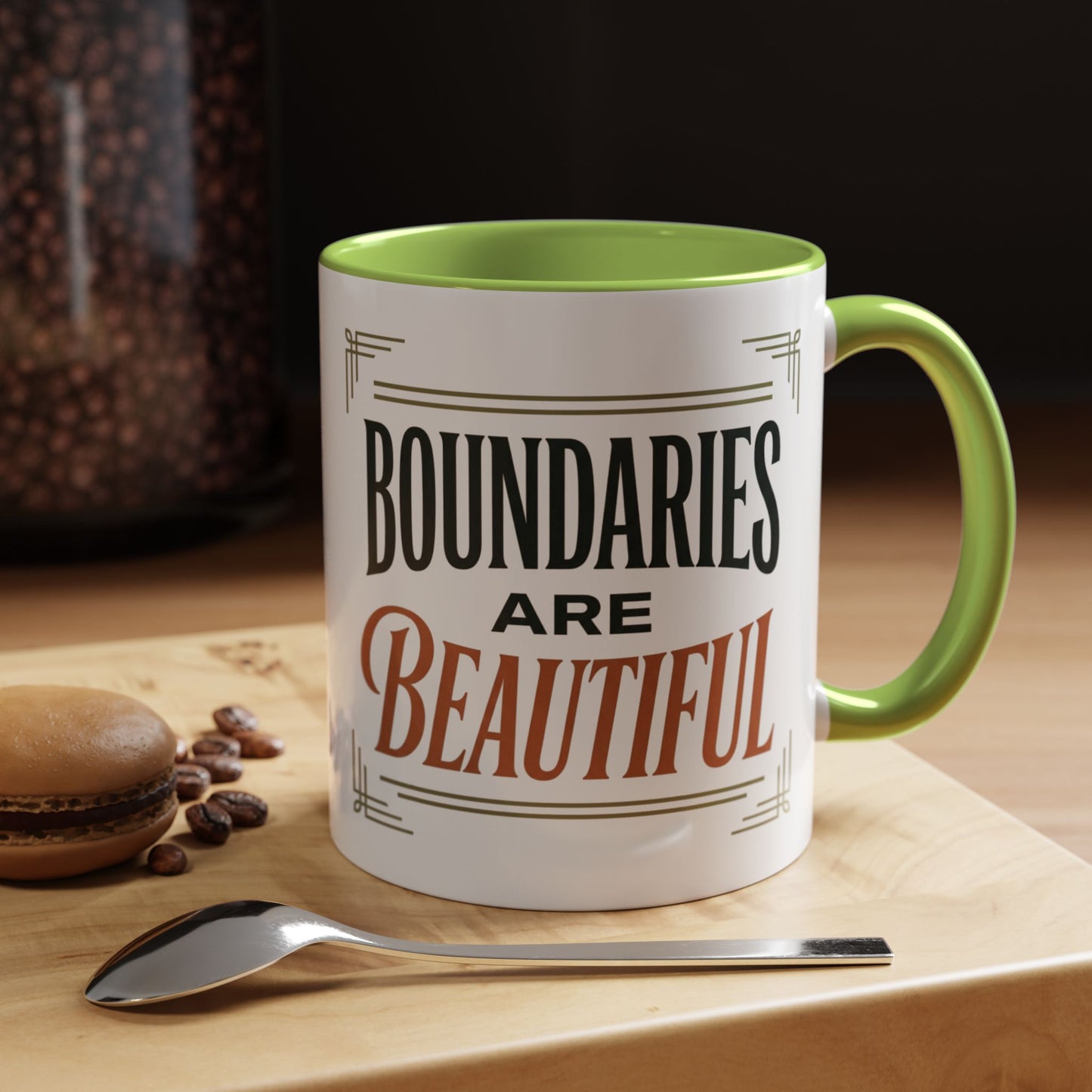 Boundaries Are Beautiful Accent Coffee Mug — Inspirational Self-Care Coffee Cup (11/15oz)
