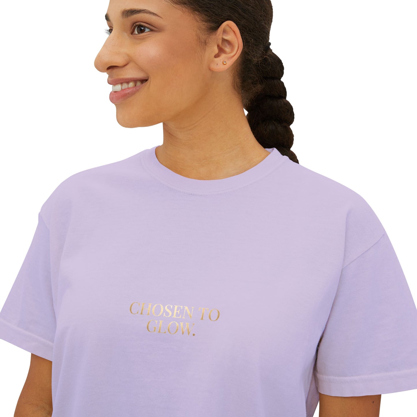 Minimalist Women's Boxy Tee — 'Carefree & Calm' Embroidered Crop T-Shirt