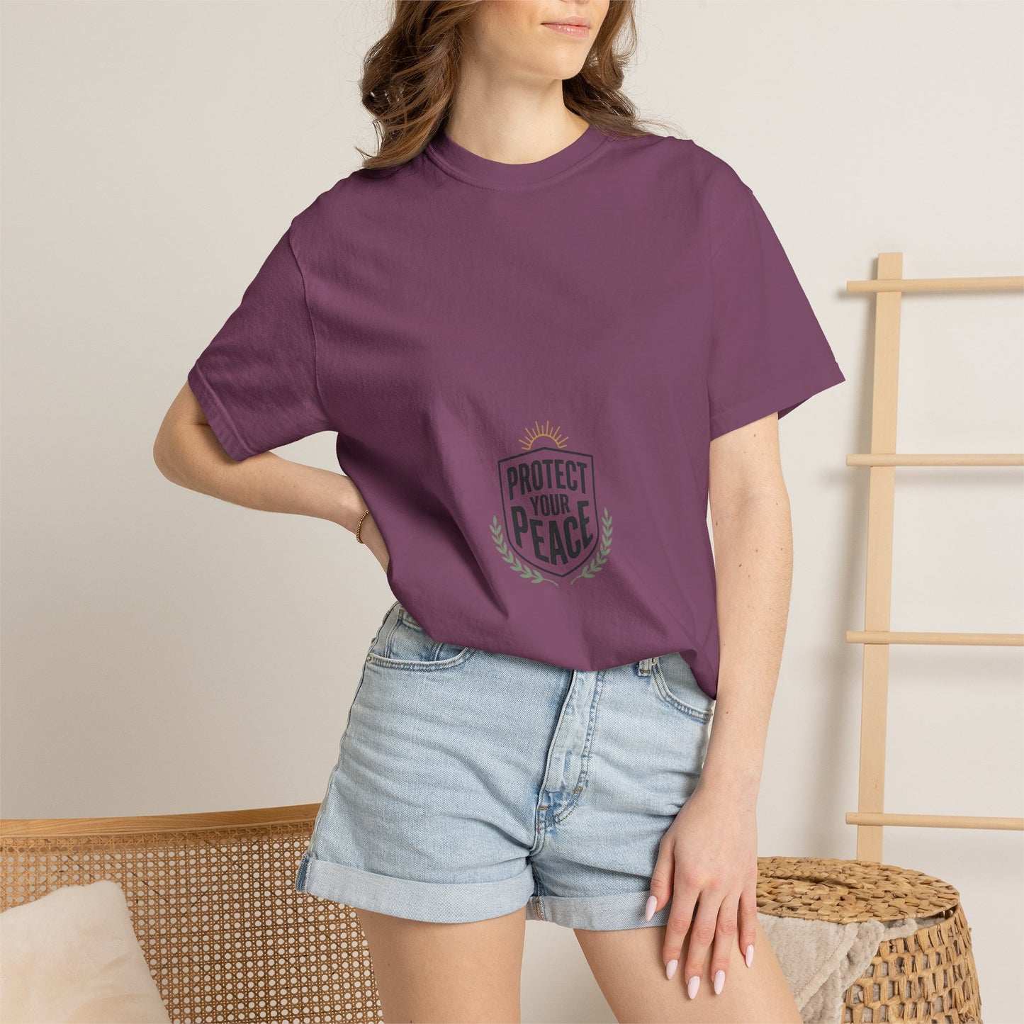 Protect Your Peace T-Shirt — Minimal Shield Graphic, Inspirational Casual Tee