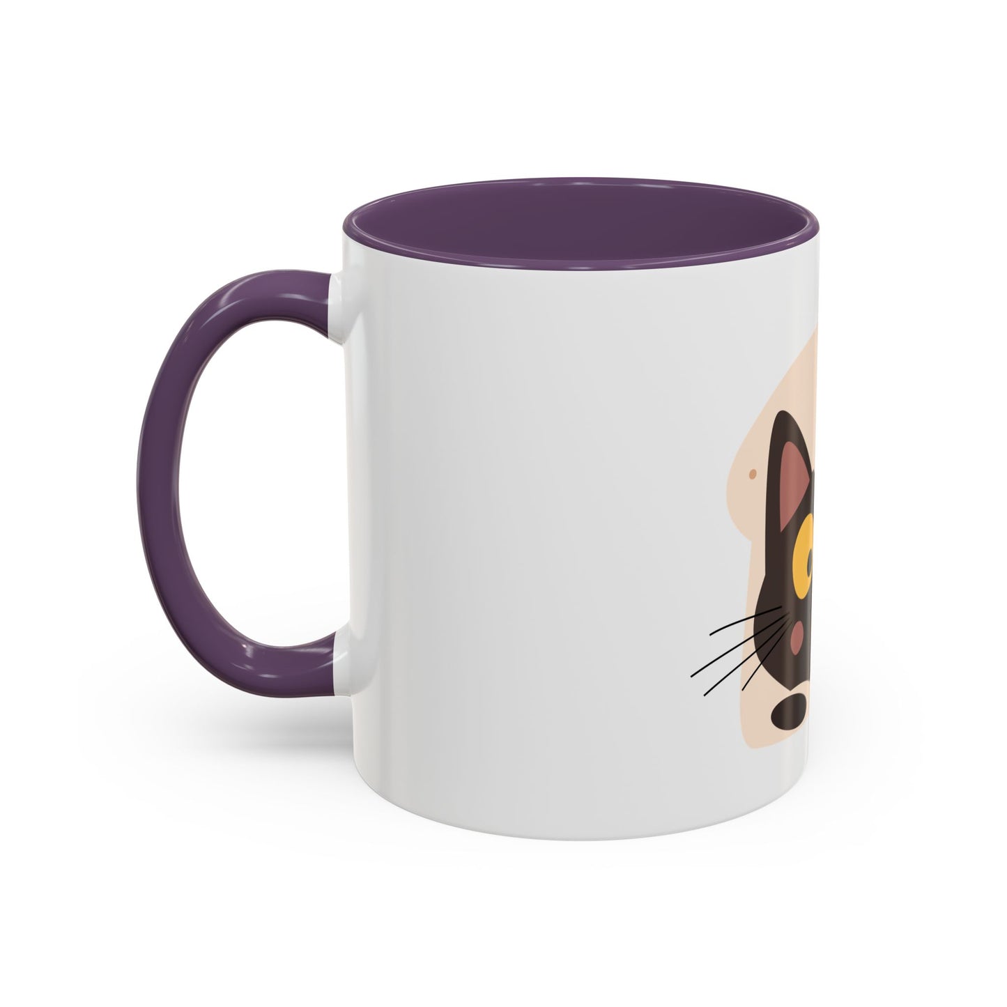 Cat in Toast Accent Coffee Mug – Cute Black Cat Breakfast Mug (11/15oz)