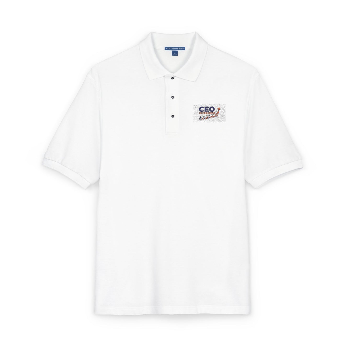 Embroidered CEO Club Polo Shirt — Classic White Corporate Logo Polo
