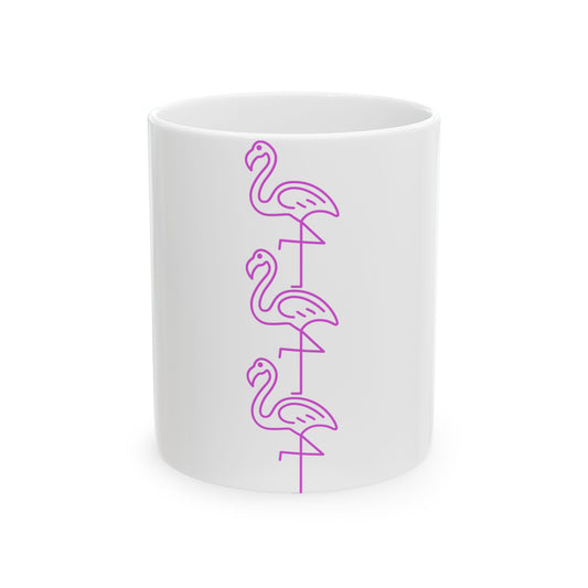 Pink Flamingo Stack Ceramic Mug — Cute Tropical Coffee Cup (11oz & 15oz)