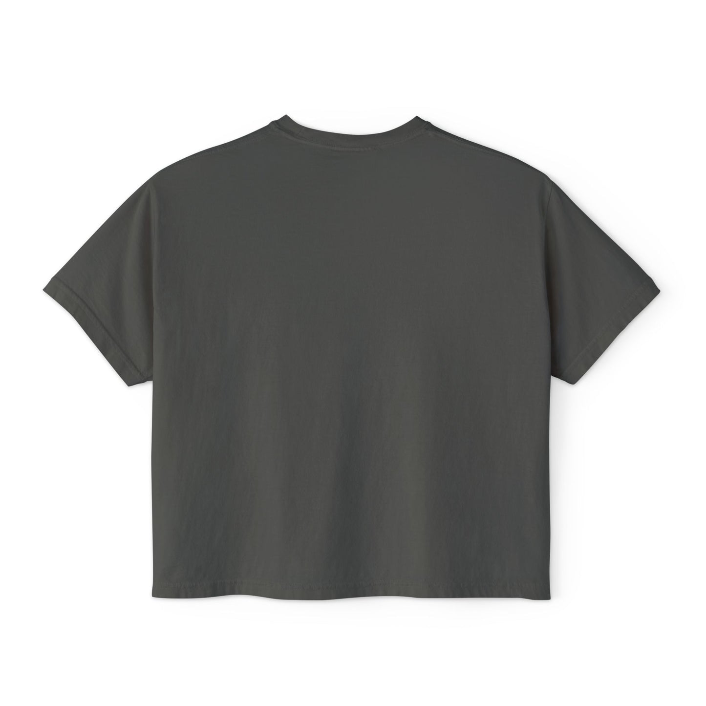 Minimalist Women's Boxy Tee — 'Carefree & Calm' Embroidered Crop T-Shirt