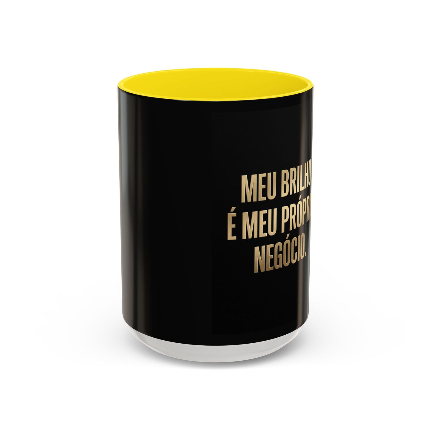 Caneca de café - Caneca inspiradora com detalhes pretos "Meu Brilho É Meu Próprio Negócio" (11/15 onças)