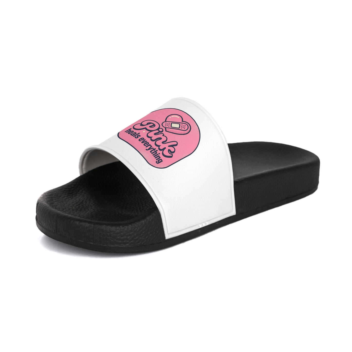 Women's Slide Sandals — Pink 'Pura Vida' Heart Graphic Pool Slides