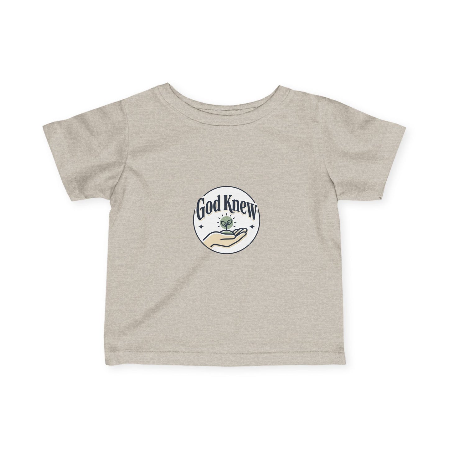 Infant Tee — "God Knew" Hand & Seedling Baby Shirt (Christian Newborn Gift)