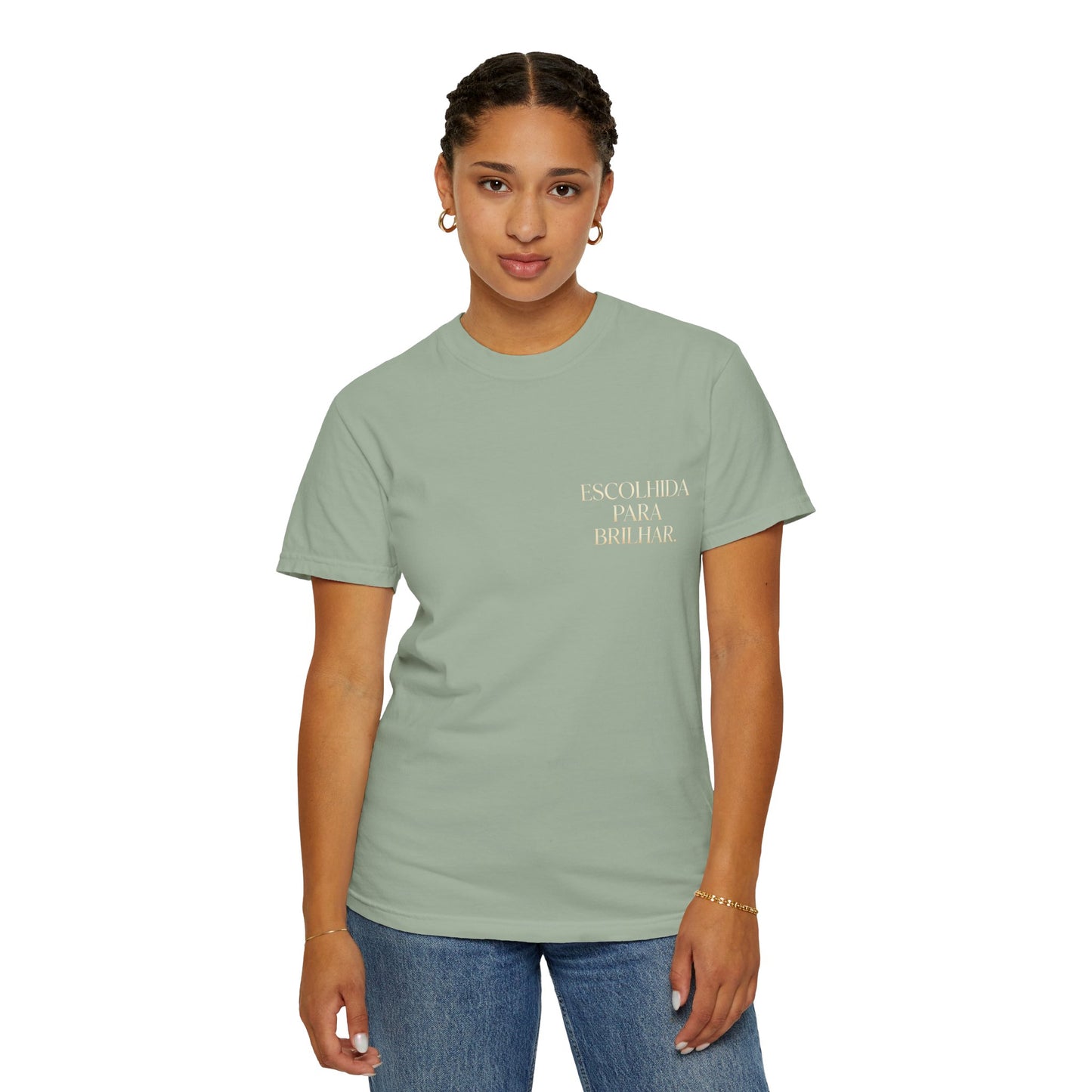 T-shirt tingida em peça "Escolhida Para Brilhar"