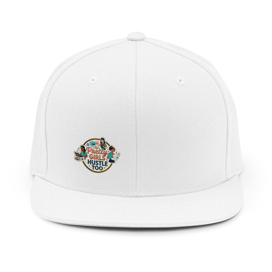 Snapback Hat — "Girlz Hustle Too" Retro Floral Logo Cap