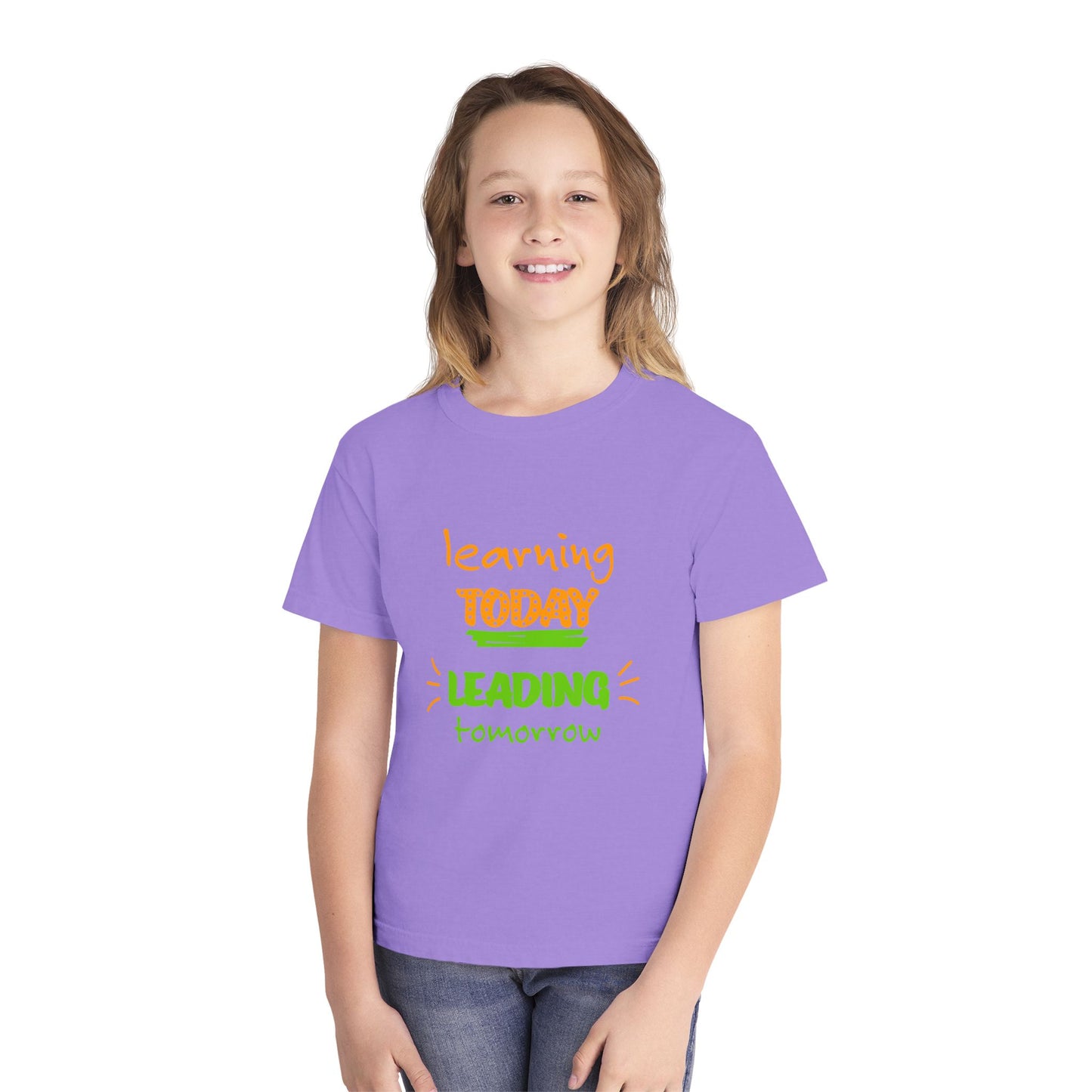 Youth Tee — "Learning Today, Leading Tomorrow" Inspirational School Shirt
