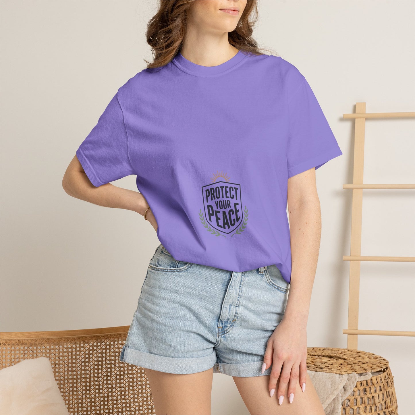 Protect Your Peace T-Shirt — Minimal Shield Graphic, Inspirational Casual Tee