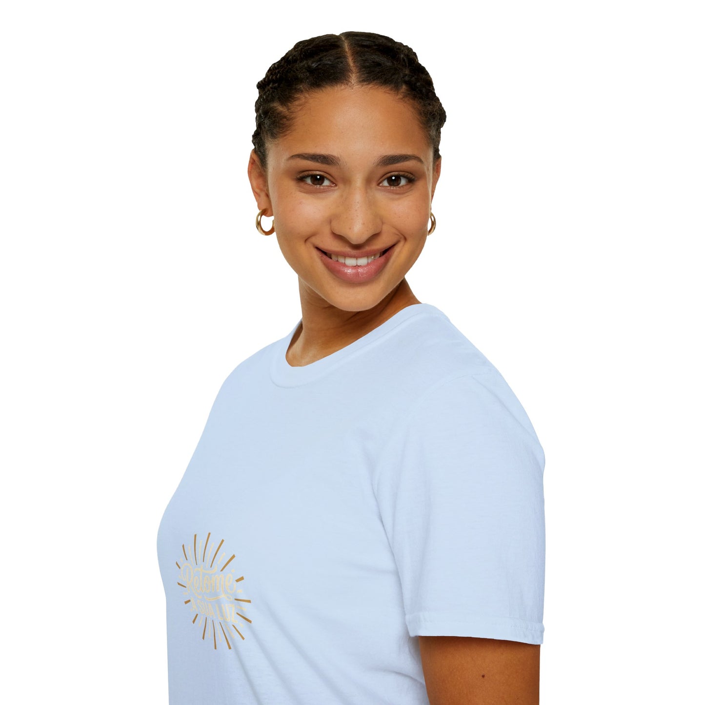 Camiseta — "Retome a sua luz" (Estampa Sunburst)