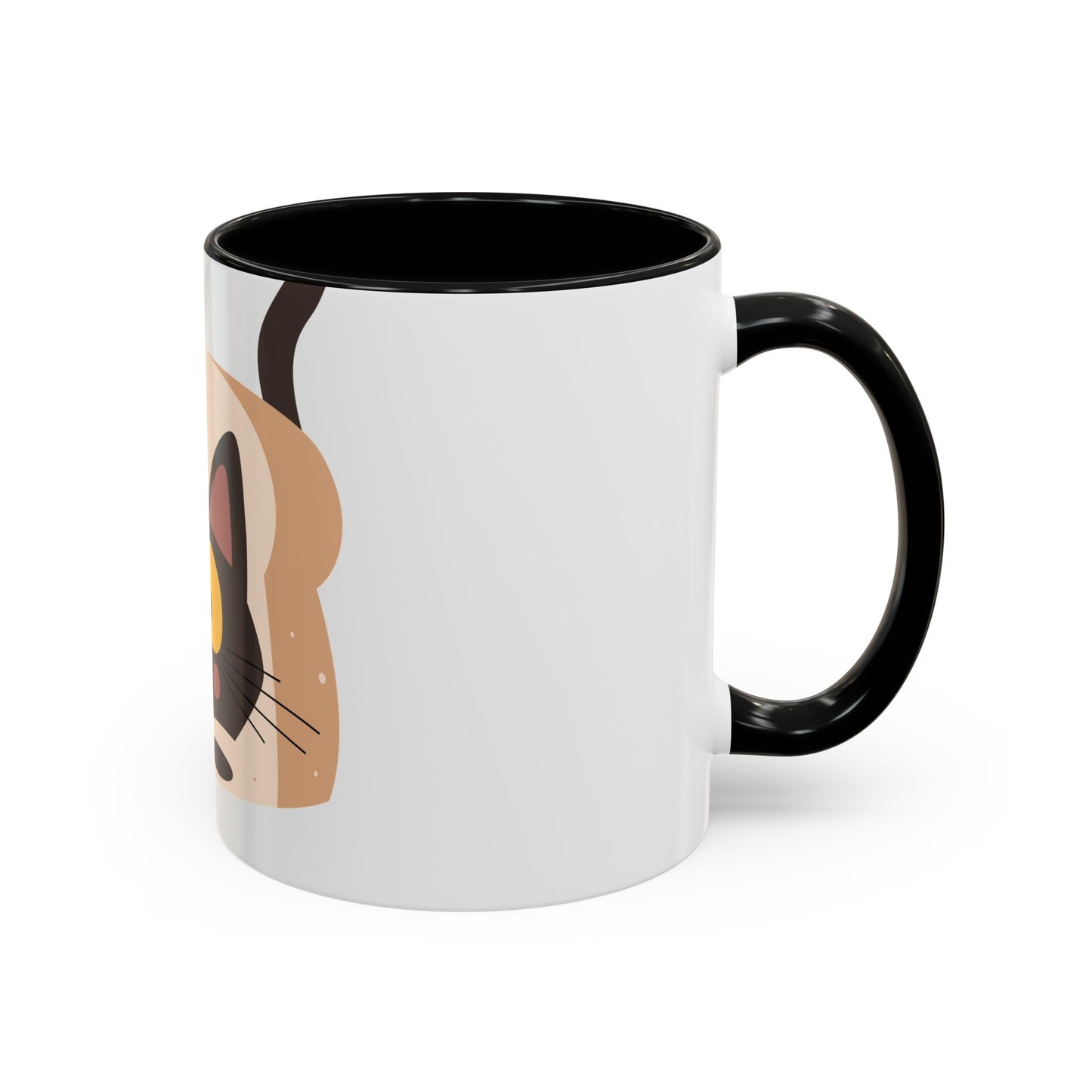 Cat in Toast Accent Coffee Mug – Cute Black Cat Breakfast Mug (11/15oz)