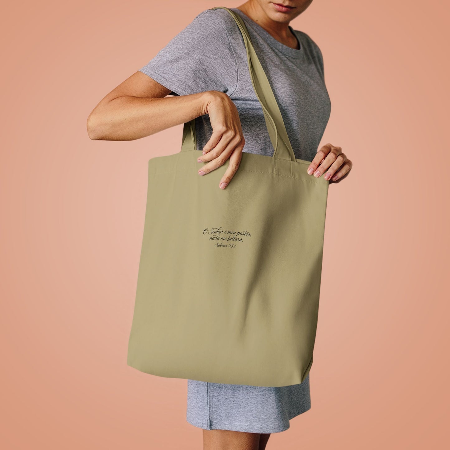 Bolsa Tote de Algodão Preto — “O Senhor é o Meu Pastor” | Salmos 23:1