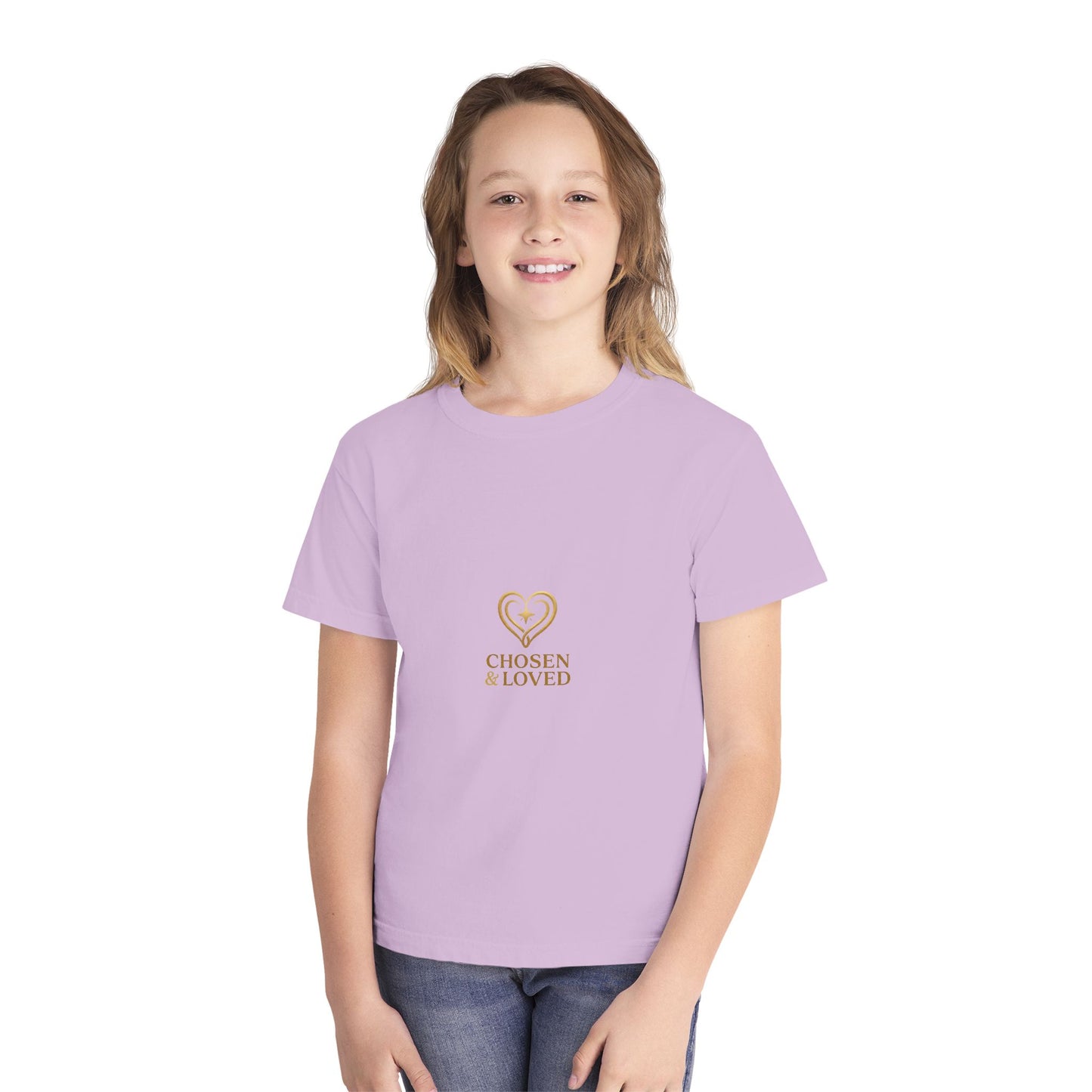 Youth Tee - "Chosen & Loved" Heart Design (Christian Inspirational)