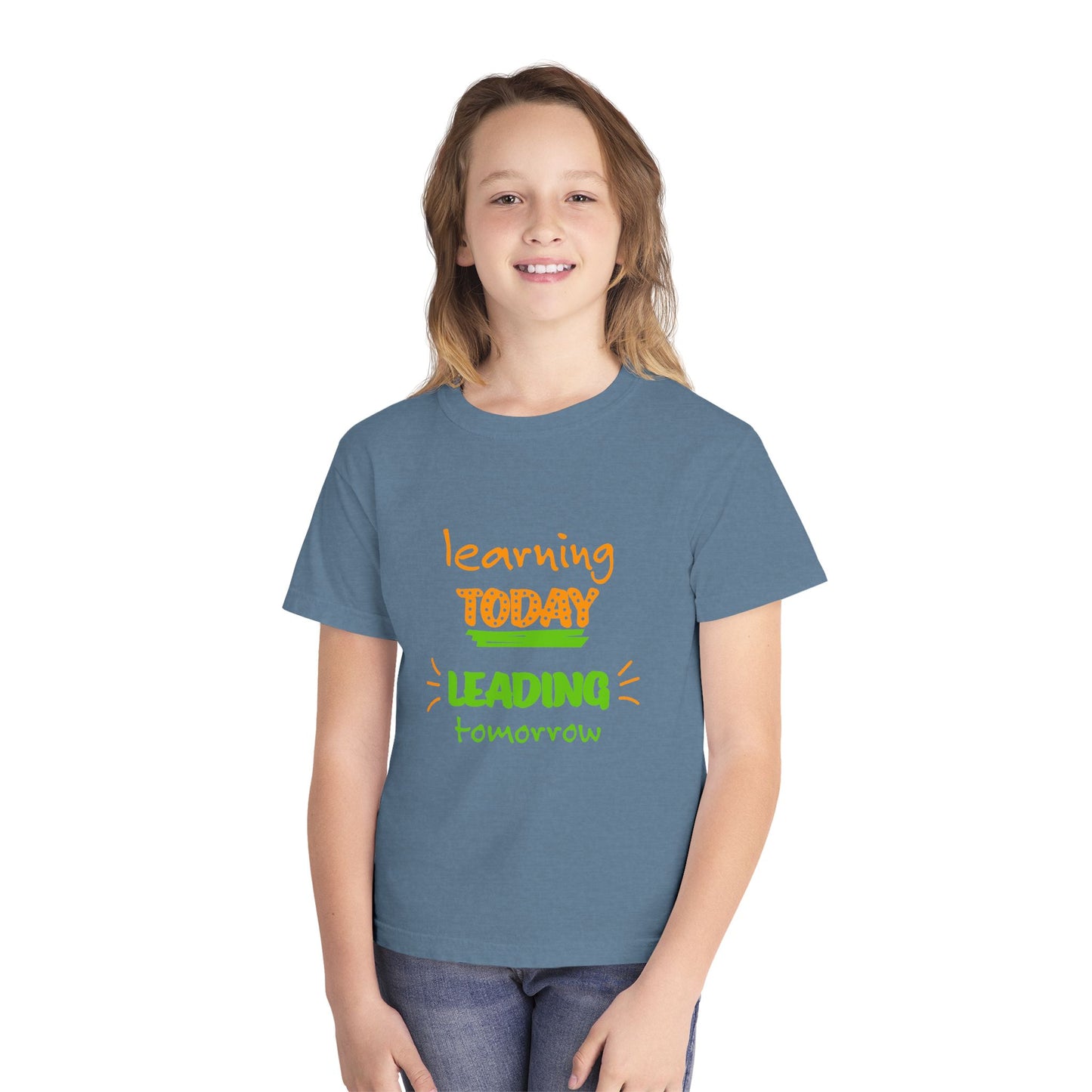Youth Tee — "Learning Today, Leading Tomorrow" Inspirational School Shirt