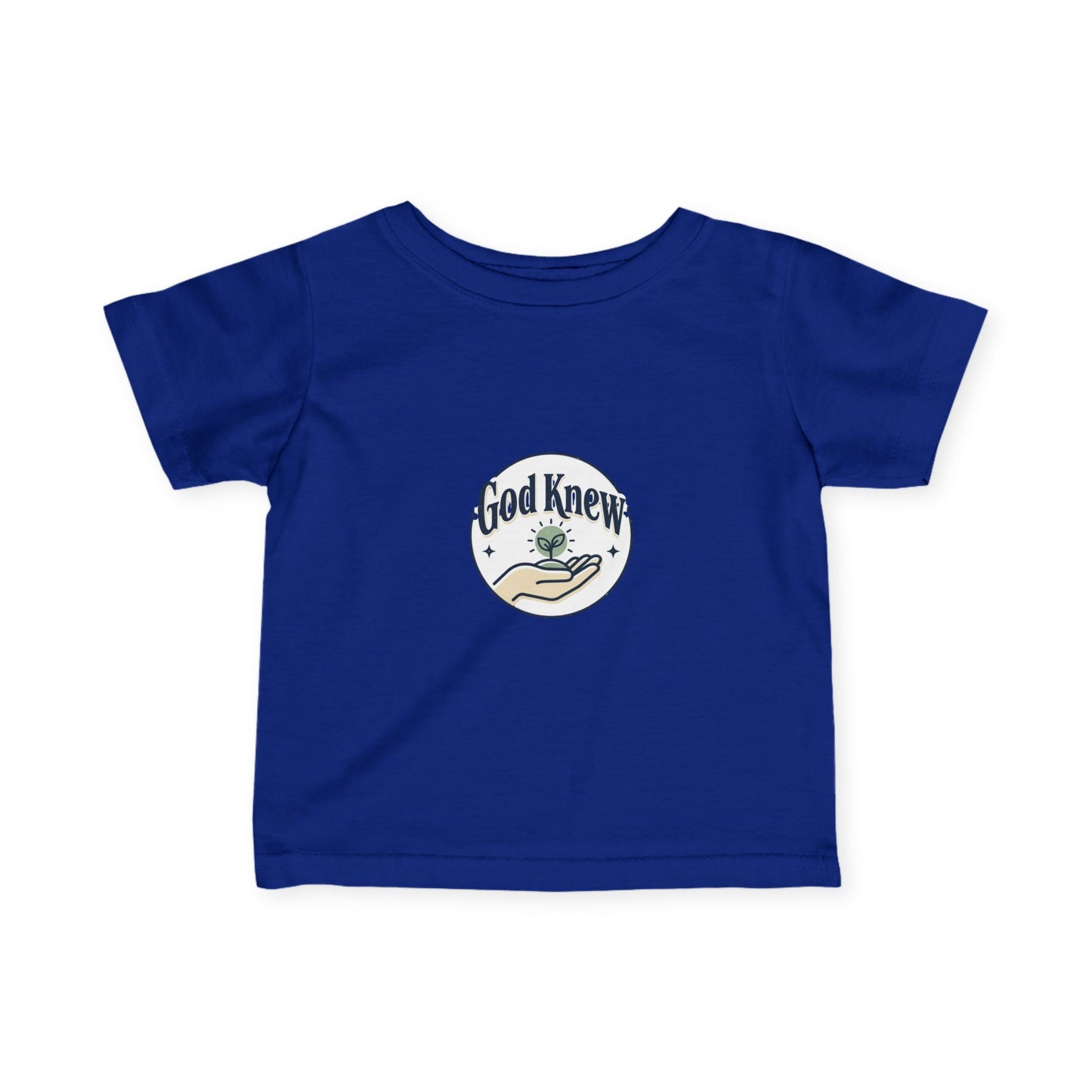 Infant Tee — "God Knew" Hand & Seedling Baby Shirt (Christian Newborn Gift)