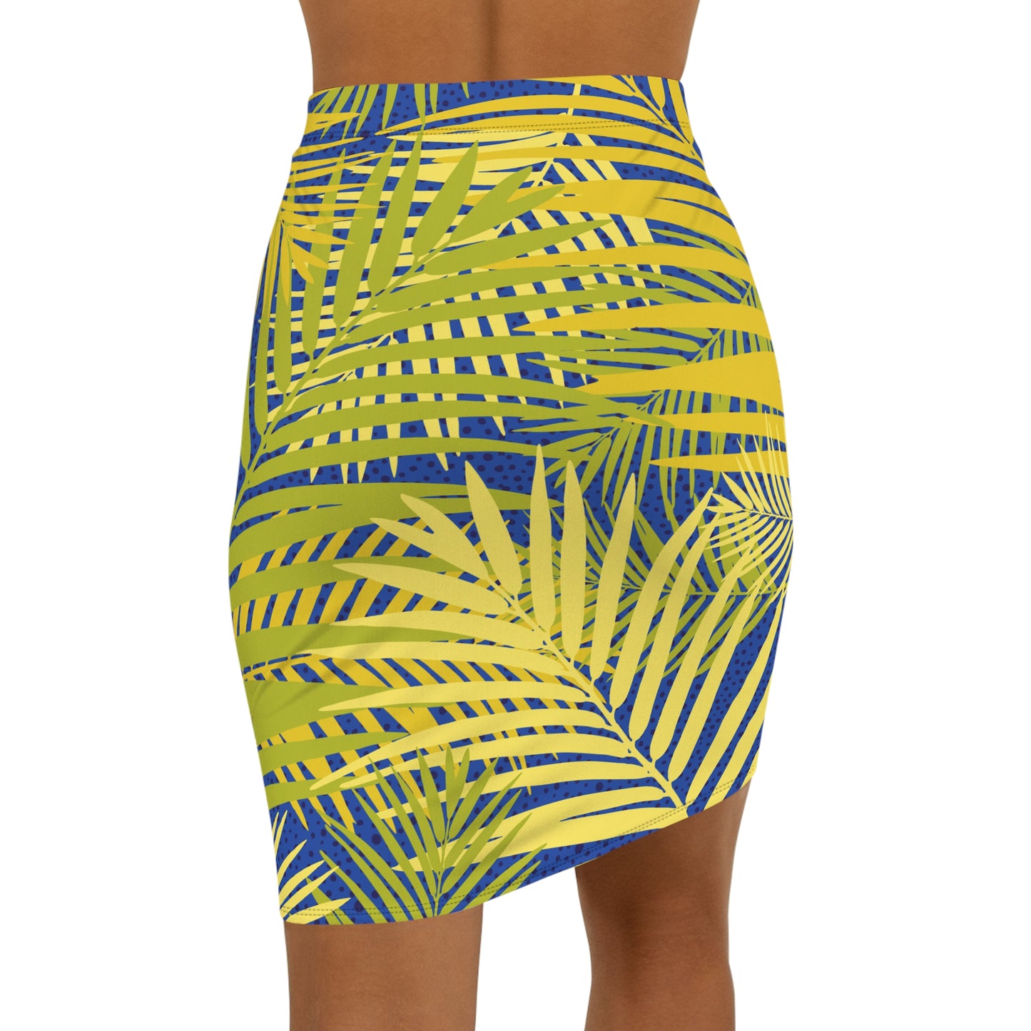 Tropical Palm Leaf Pencil Skirt — Saia Lápis com Estampa de Folhas de Palmeira Tropical