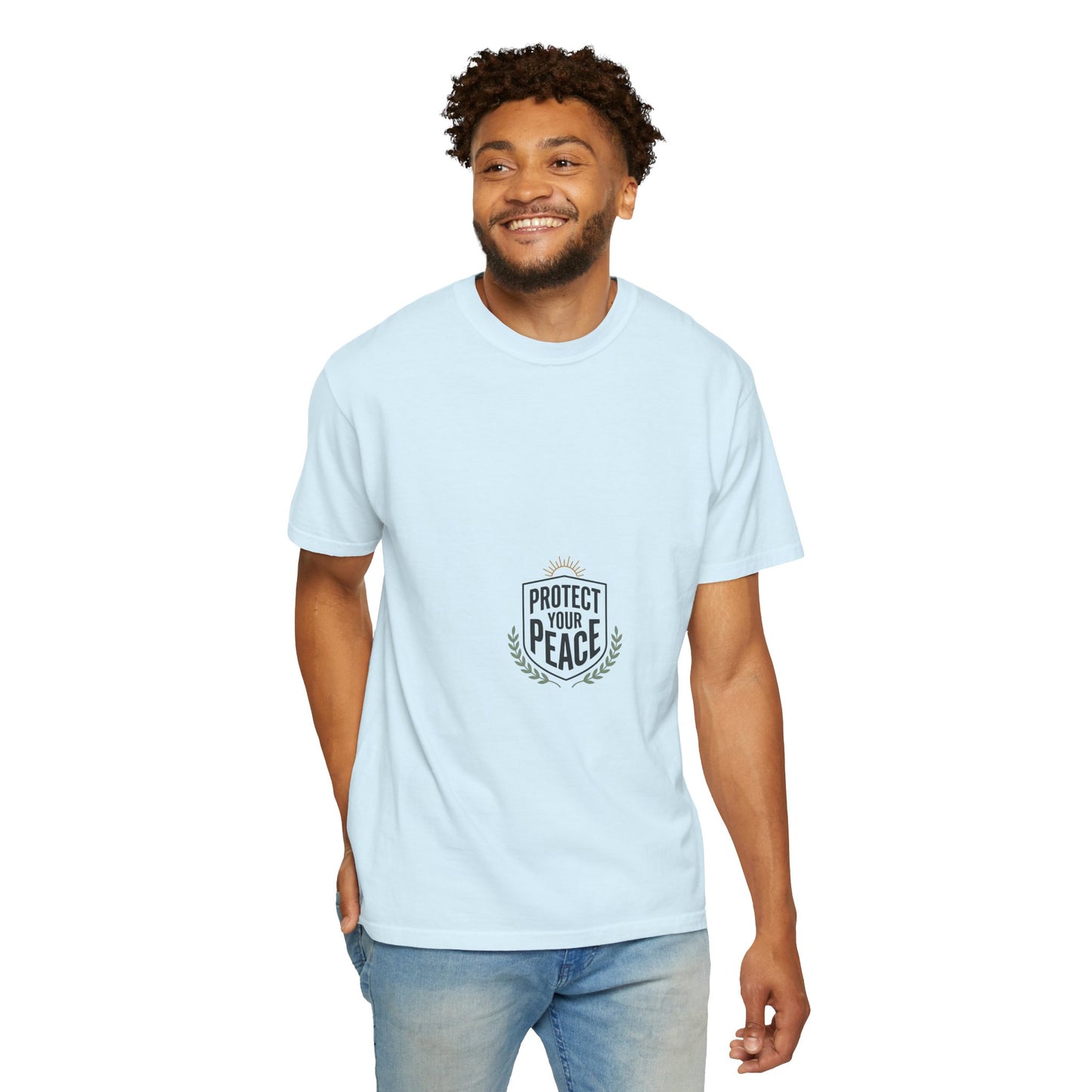 Protect Your Peace T-Shirt — Minimal Shield Graphic, Inspirational Casual Tee