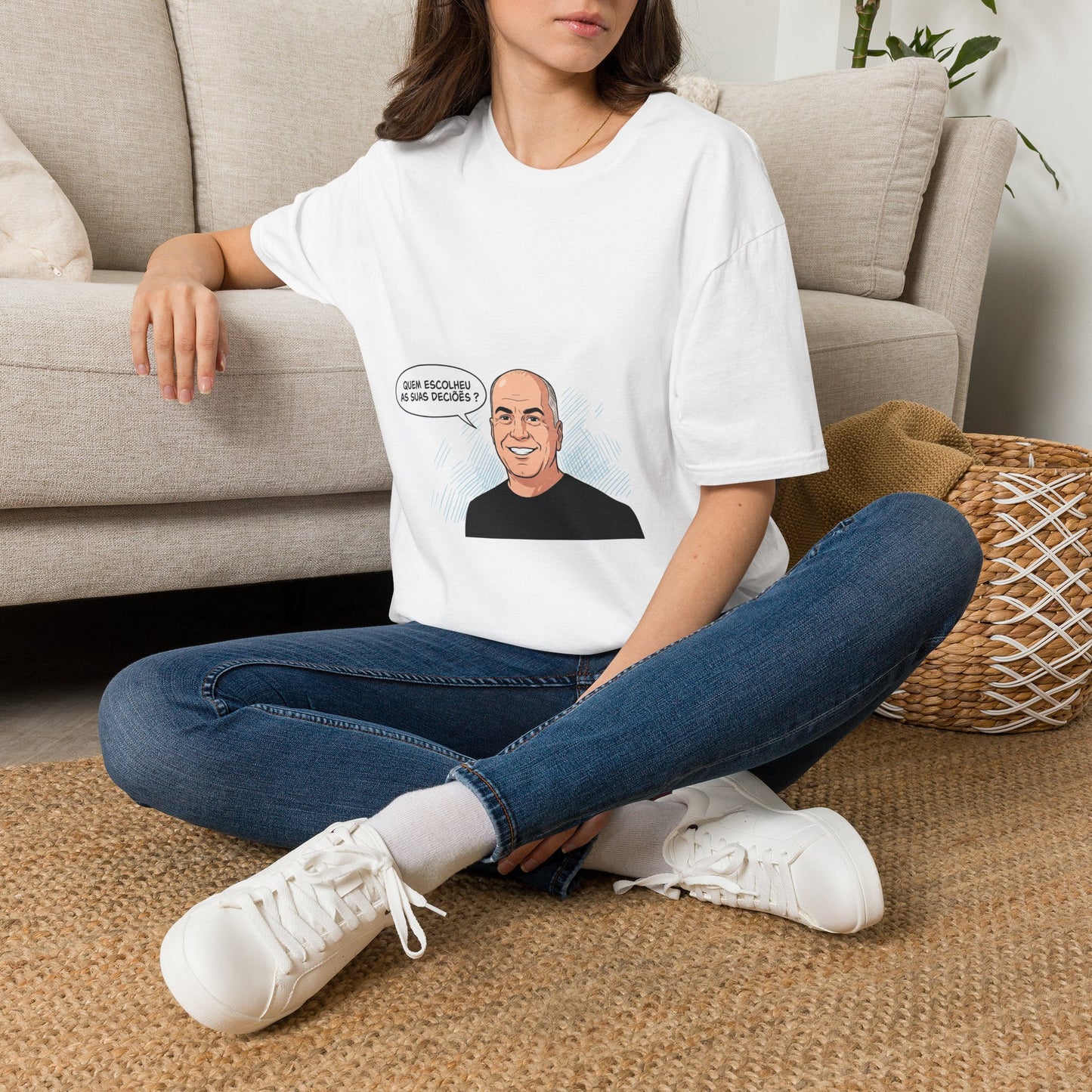 T-Shirt — "Quem Escolheu as Suas Decisões?" Portuguese Funny Portrait Tee
