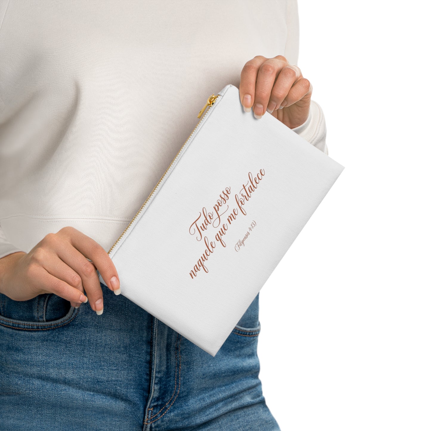 Necessaire Cristã Personalizada – "Tudo Posso Naquele Que Me Fortalece" (Filipenses 4:13)