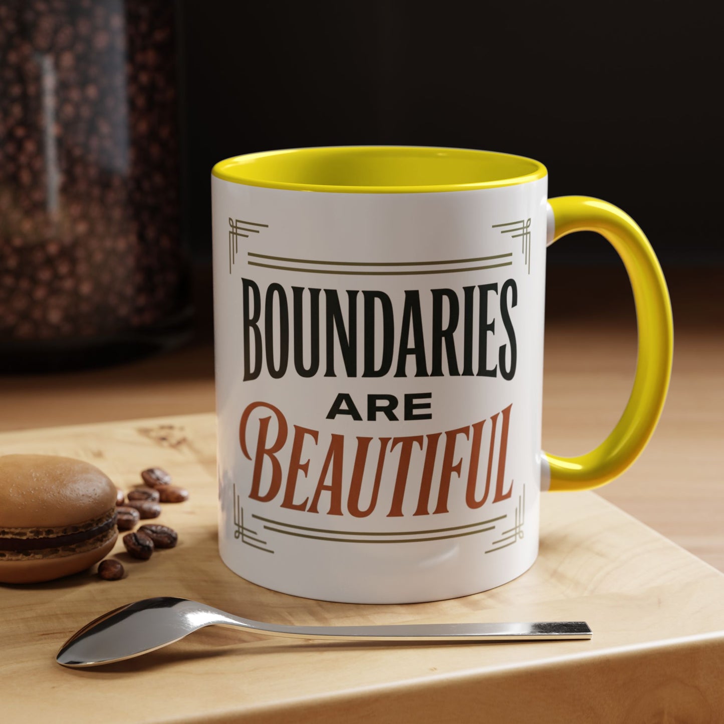Boundaries Are Beautiful Accent Coffee Mug — Inspirational Self-Care Coffee Cup (11/15oz)
