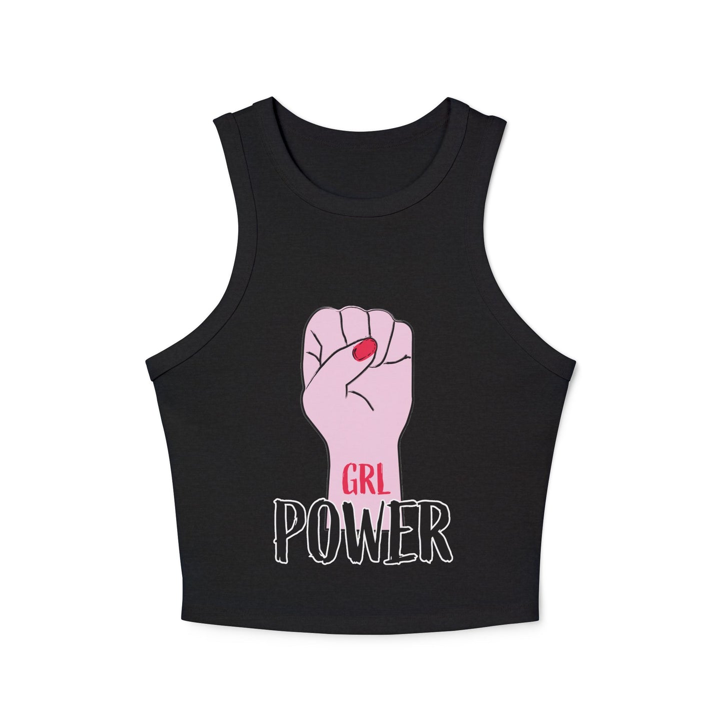GRL Power Tank Top — Feminist Pink Fist Crop Racerback