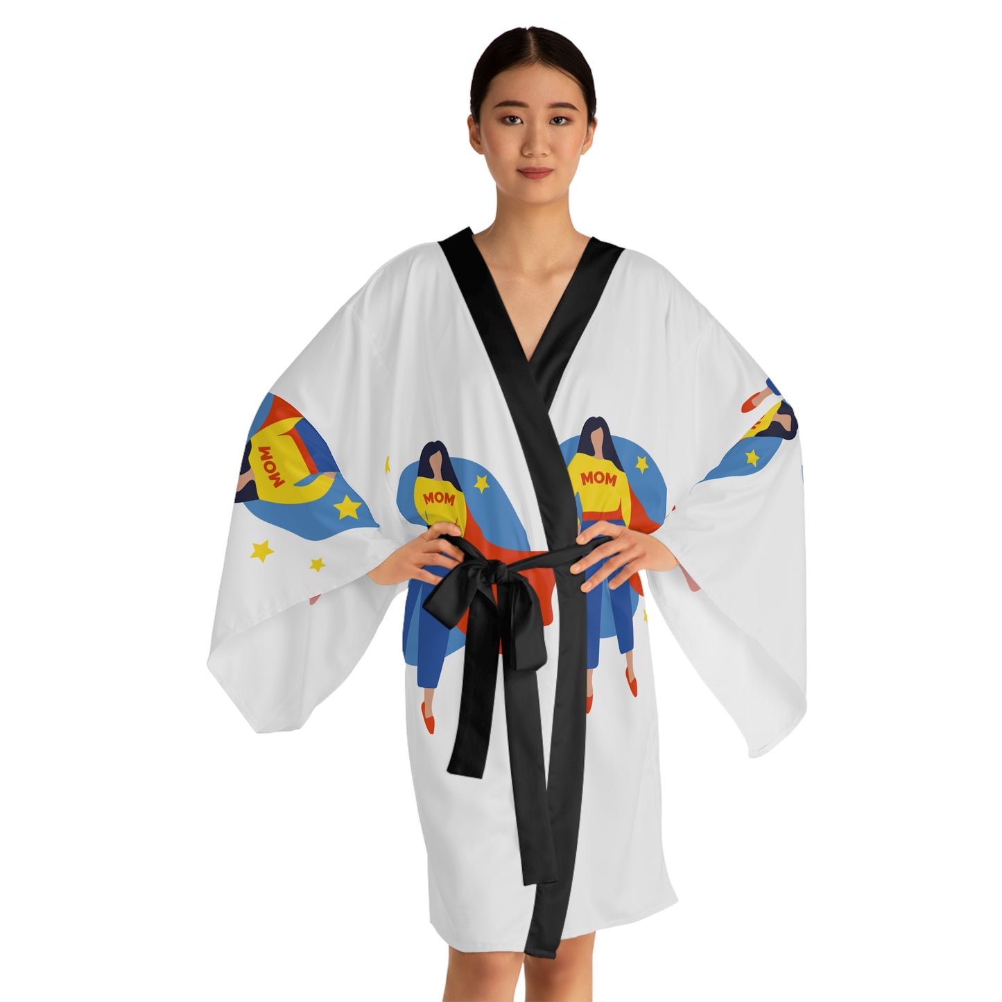 Kimono Robe - Super Mom Graphic Long Sleeve Robe