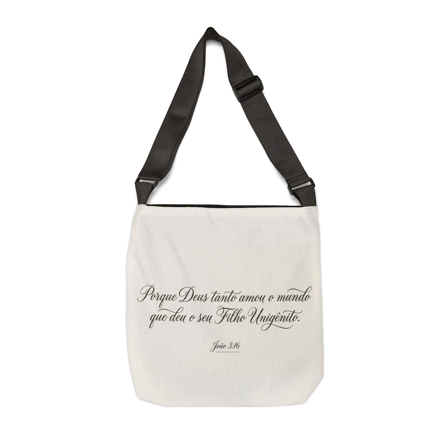 Bolsa Tote Ajustável Personalizada — Foto + Versículo “Porque Deus…” | João 3:16