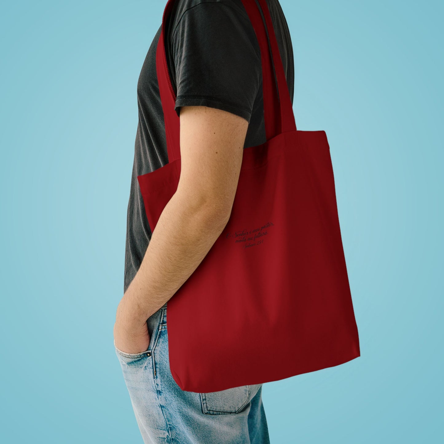 Bolsa Tote de Algodão Preto — “O Senhor é o Meu Pastor” | Salmos 23:1