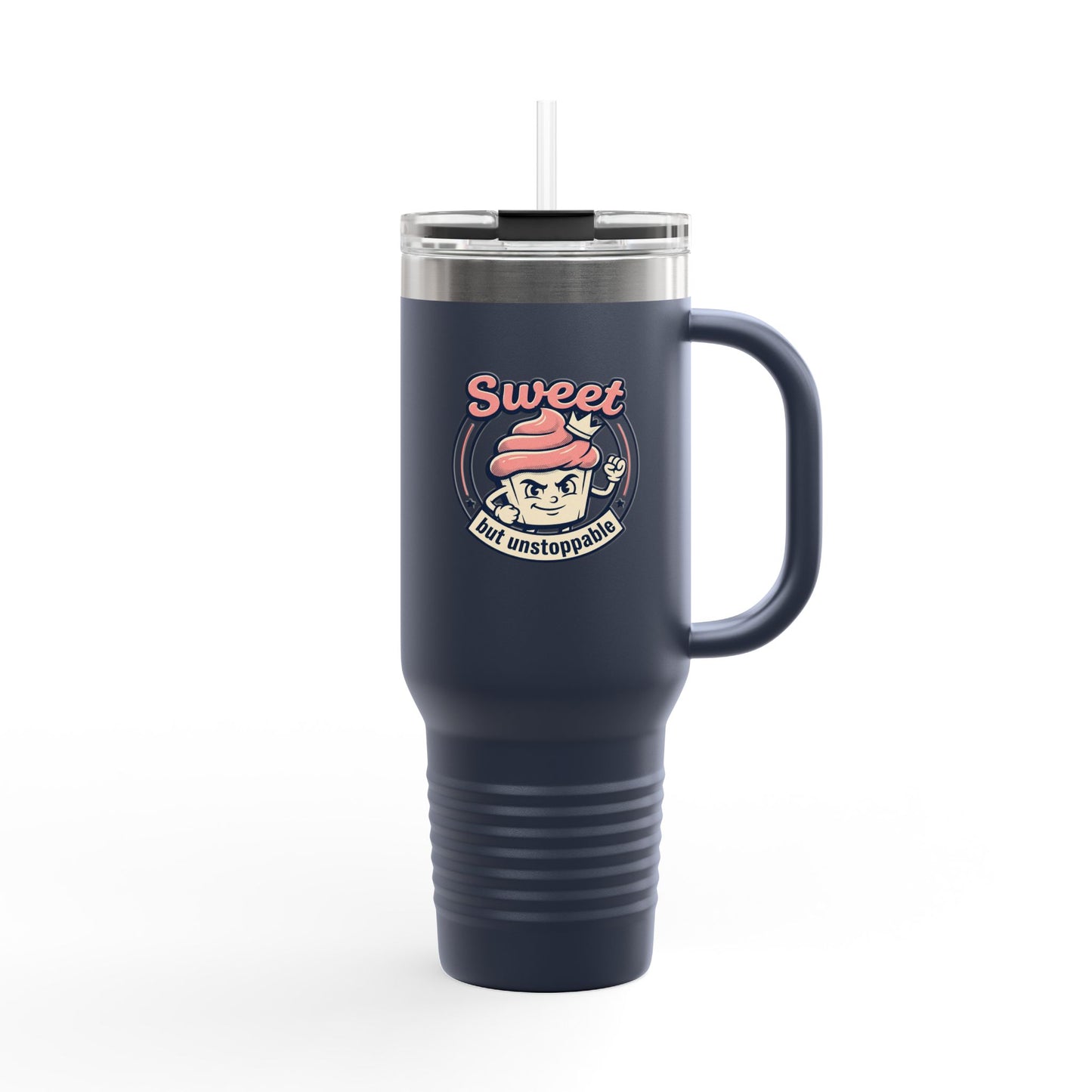 40oz Insulated Travel Mug — "Sweet but Unstoppable" Retro Dessert Design