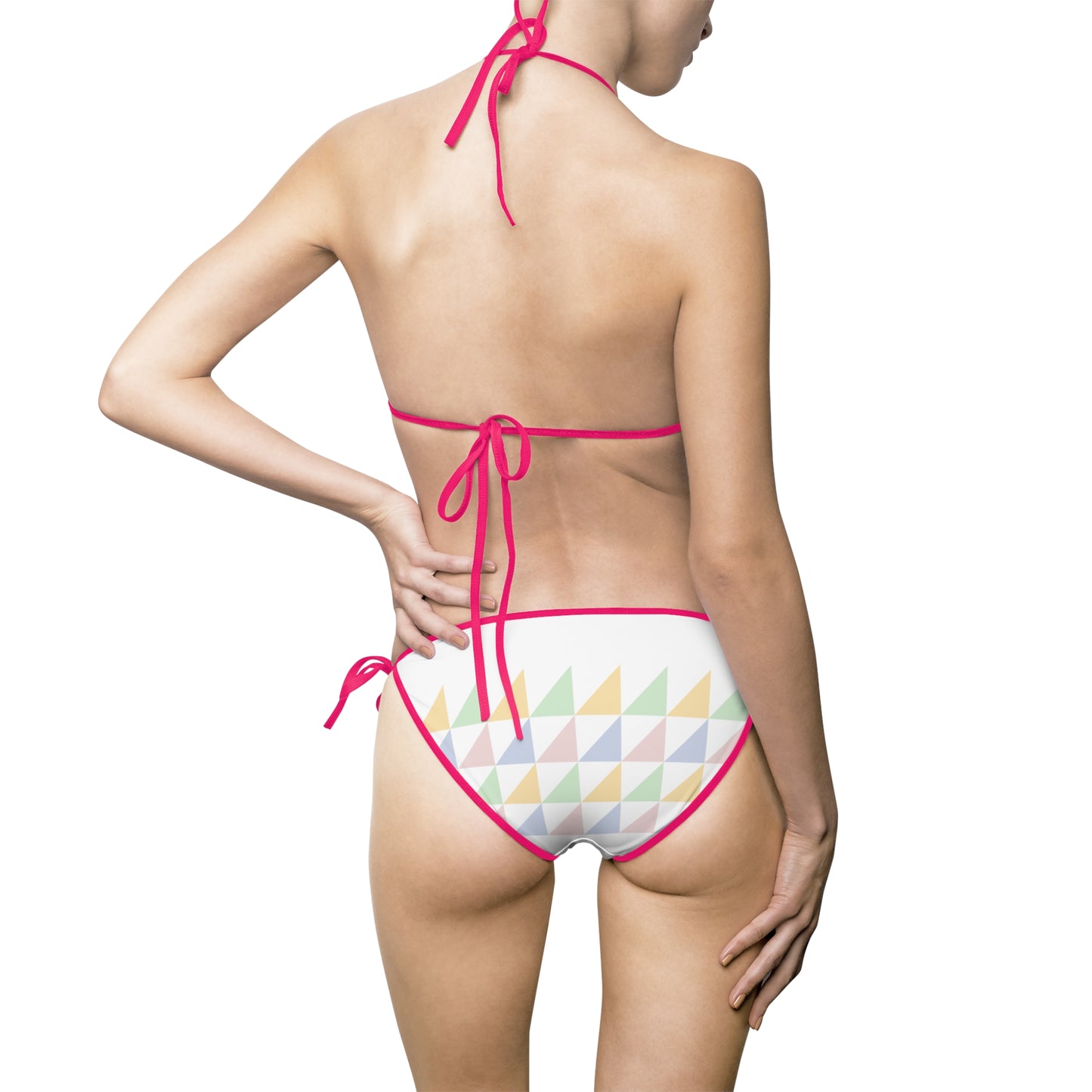 Pastel Triangle Print Bikini Swimsuit — Women’s Tie-Side Two-Piece