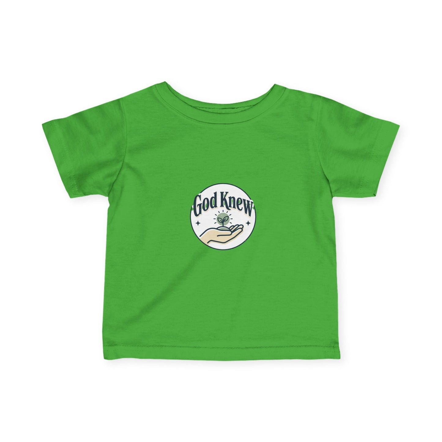 Infant Tee — "God Knew" Hand & Seedling Baby Shirt (Christian Newborn Gift)