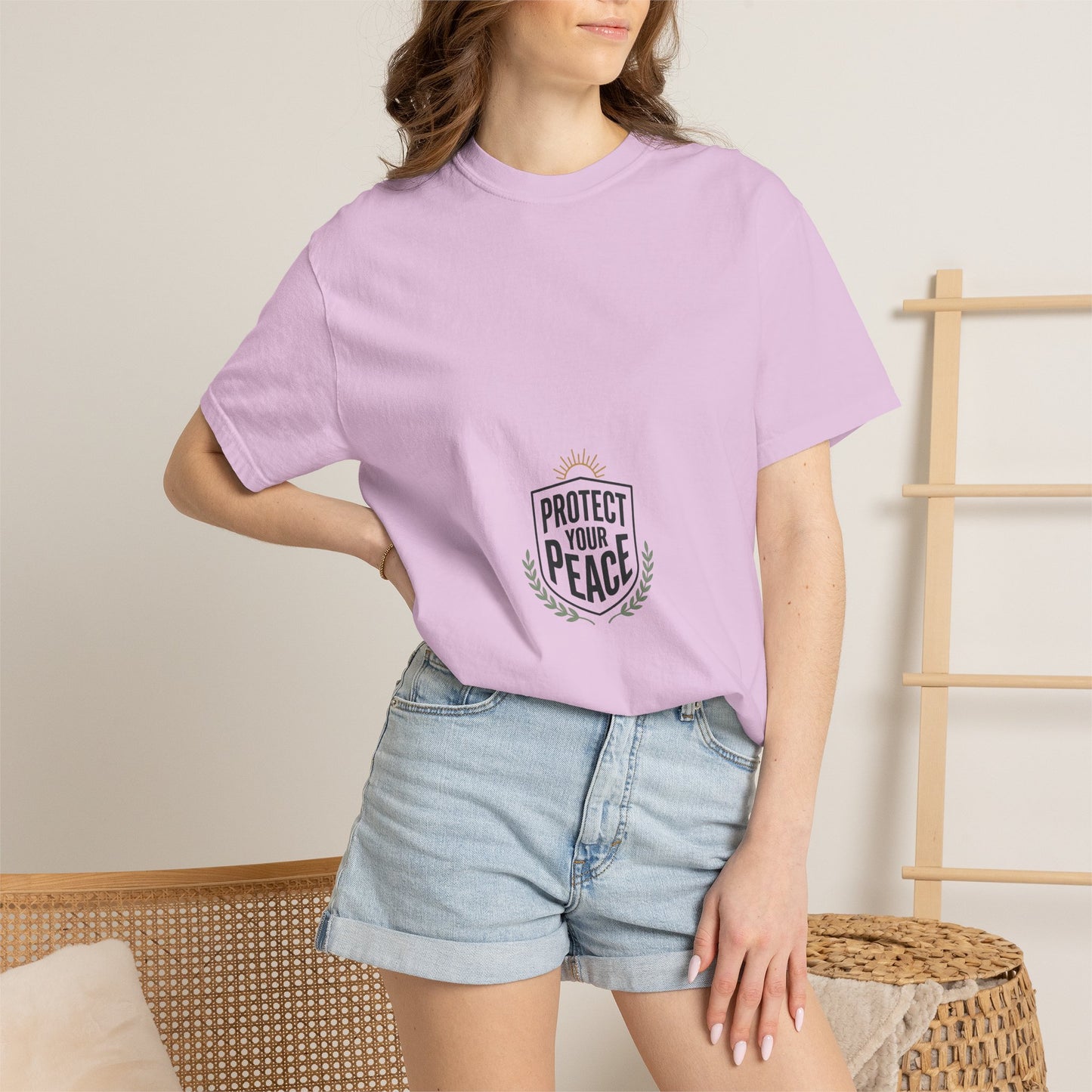 Protect Your Peace T-Shirt — Minimal Shield Graphic, Inspirational Casual Tee