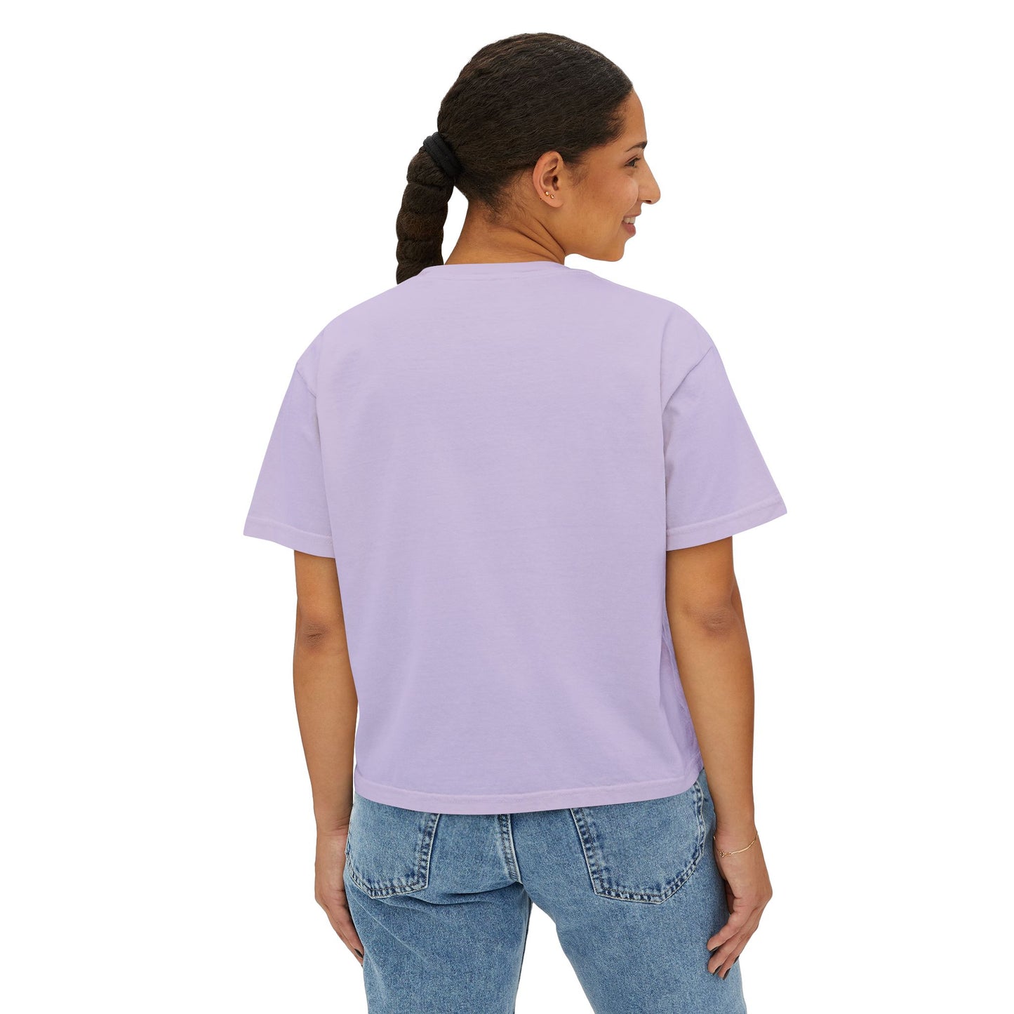 Minimalist Women's Boxy Tee — 'Carefree & Calm' Embroidered Crop T-Shirt