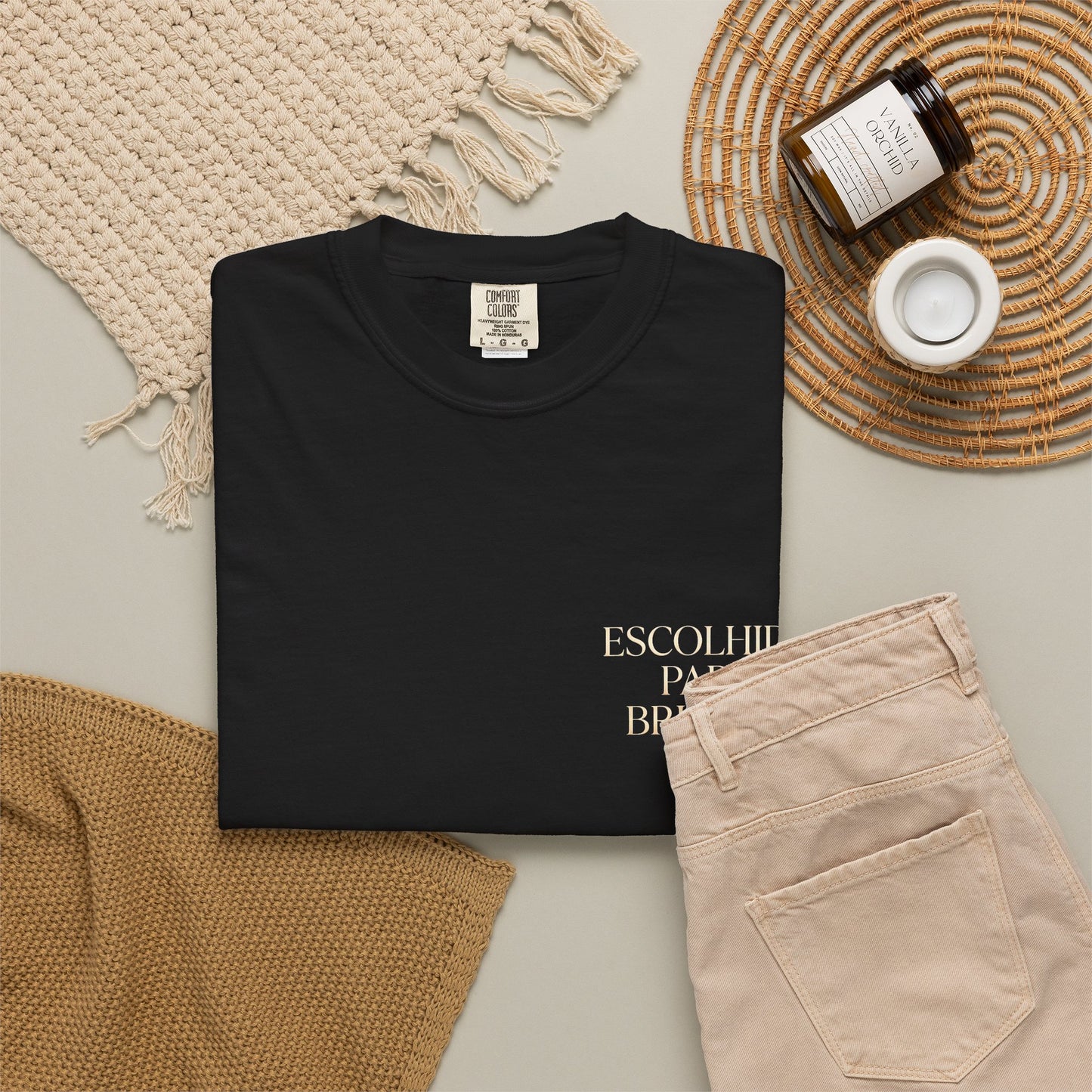 T-shirt tingida em peça "Escolhida Para Brilhar"