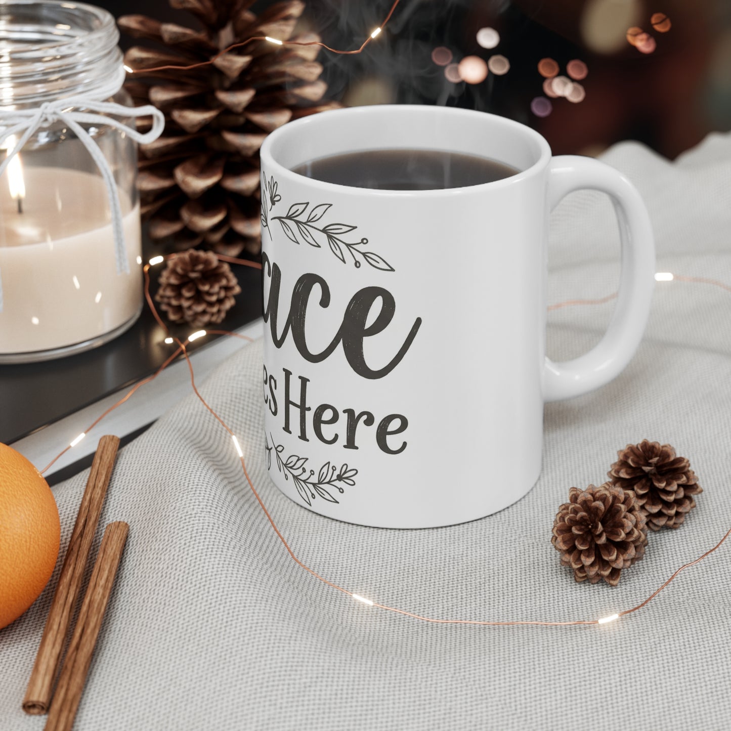 Grace Lives Here Ceramic Mug — Inspirational Script Coffee Cup, Faith Home Decor Gift (11oz)