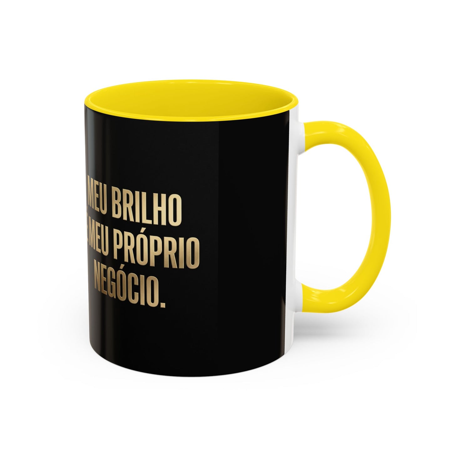 Caneca de café - Caneca inspiradora com detalhes pretos "Meu Brilho É Meu Próprio Negócio" (11/15 onças)