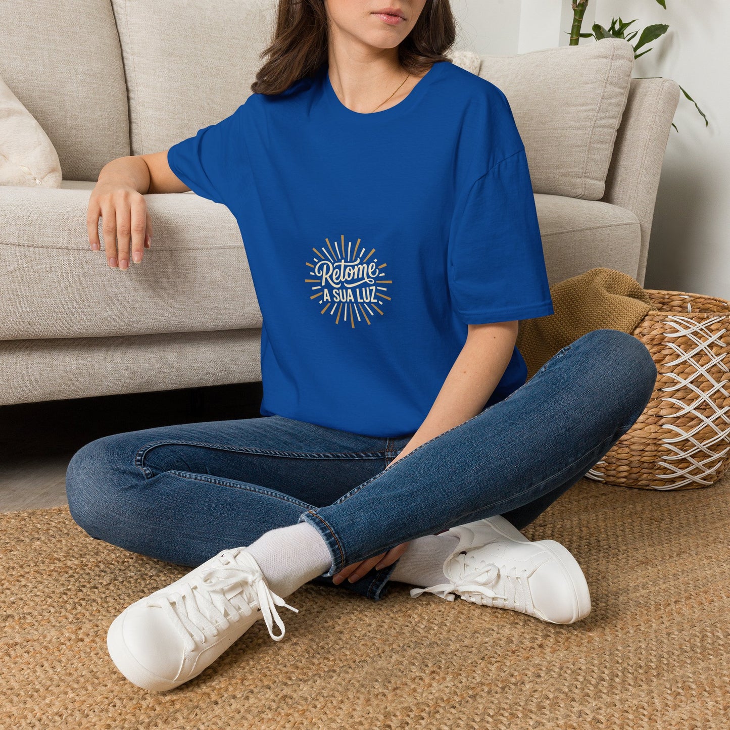 Camiseta — "Retome a sua luz" (Estampa Sunburst)