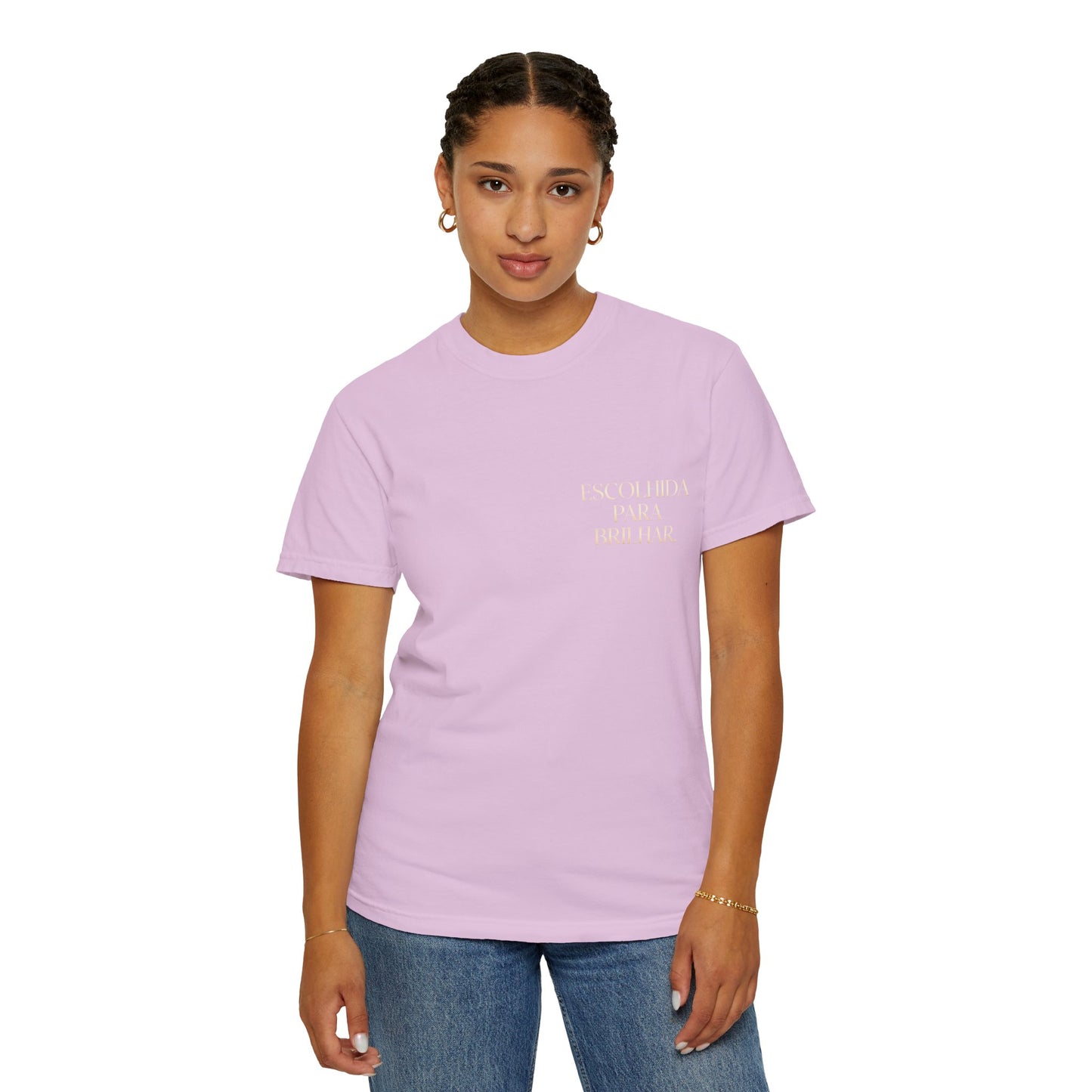 T-shirt tingida em peça "Escolhida Para Brilhar"