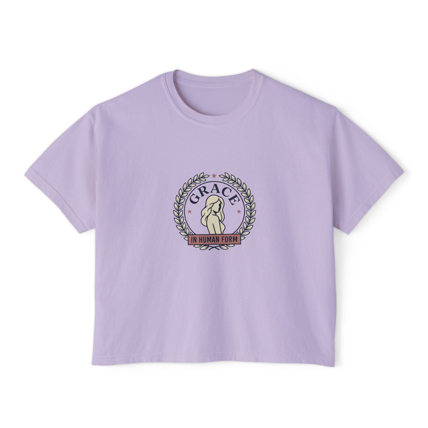 Grace Floral Boxy Tee — "Grace Is Human Form" Graphic