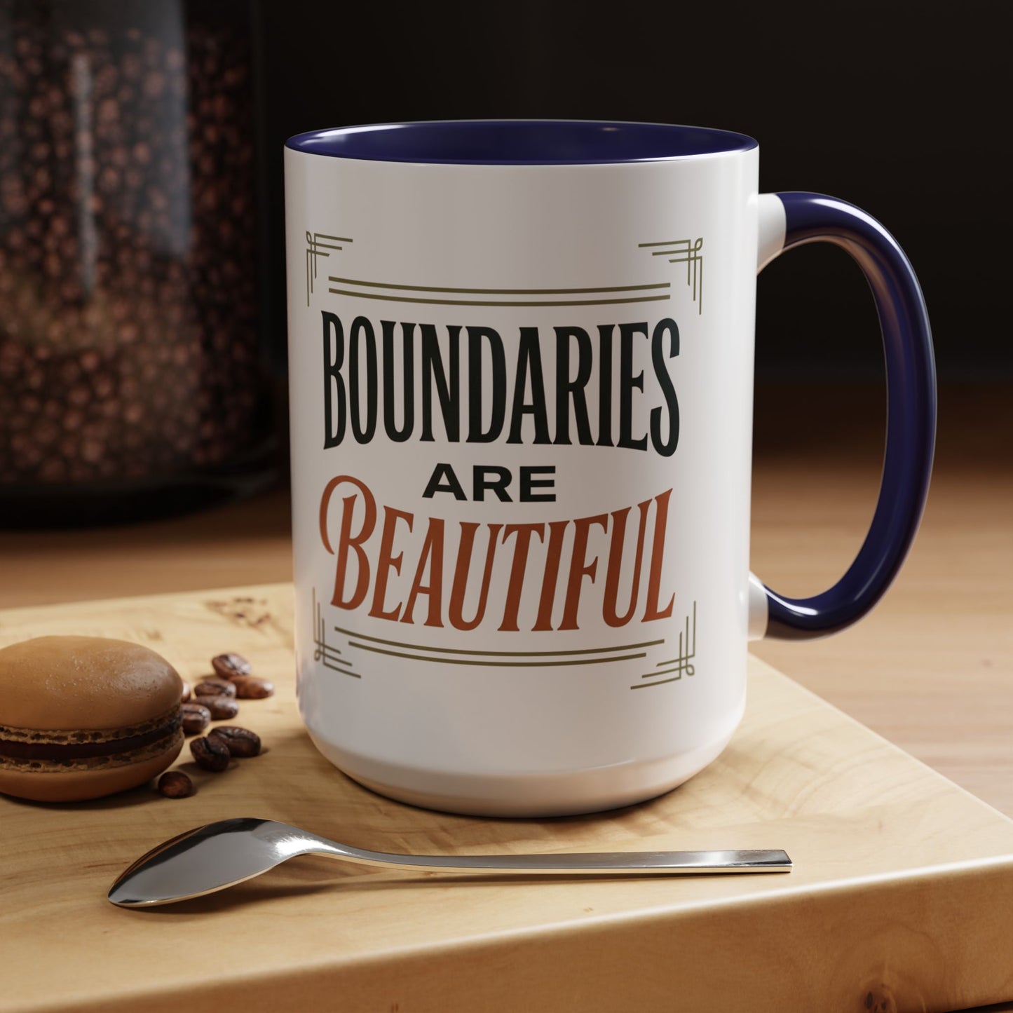 Boundaries Are Beautiful Accent Coffee Mug — Inspirational Self-Care Coffee Cup (11/15oz)