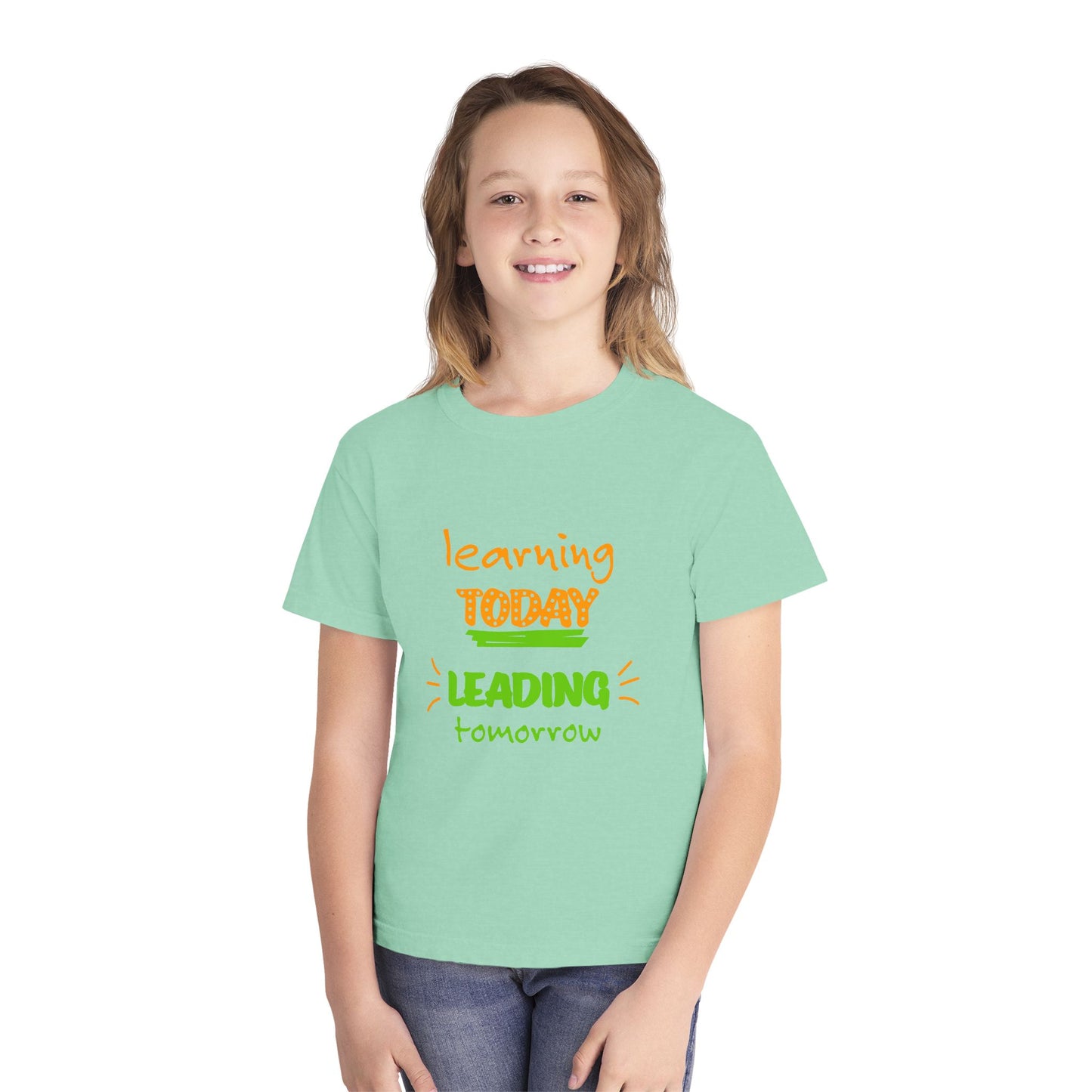 Youth Tee — "Learning Today, Leading Tomorrow" Inspirational School Shirt