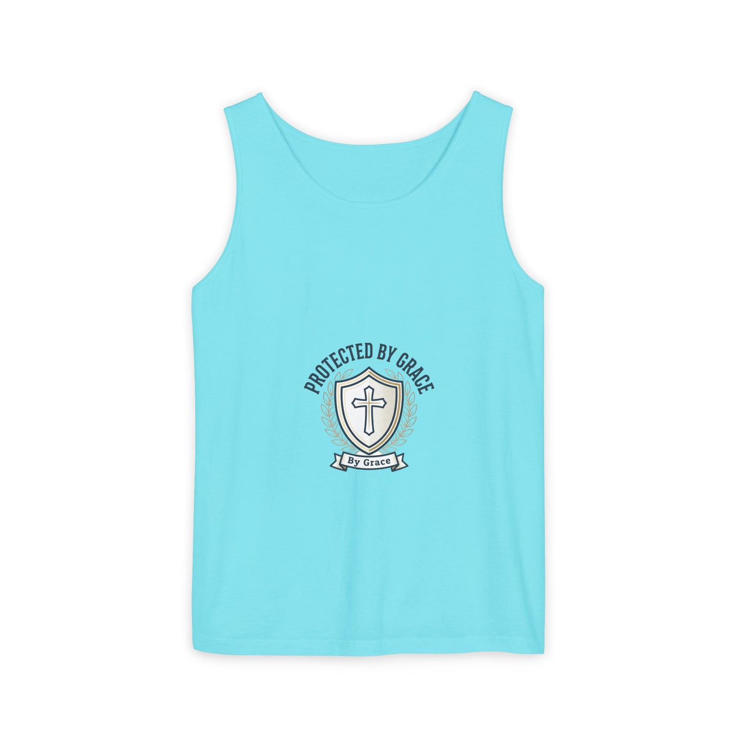 Protected by Grace Cross Tank Top — Christian Faith Graphic