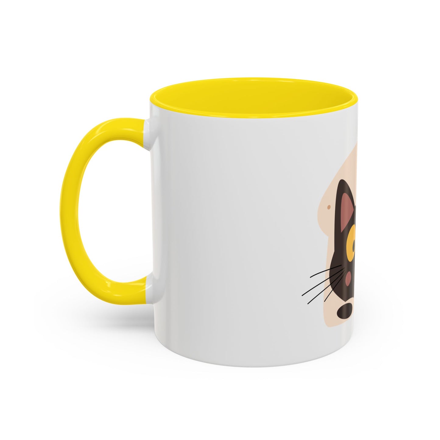 Cat in Toast Accent Coffee Mug – Cute Black Cat Breakfast Mug (11/15oz)