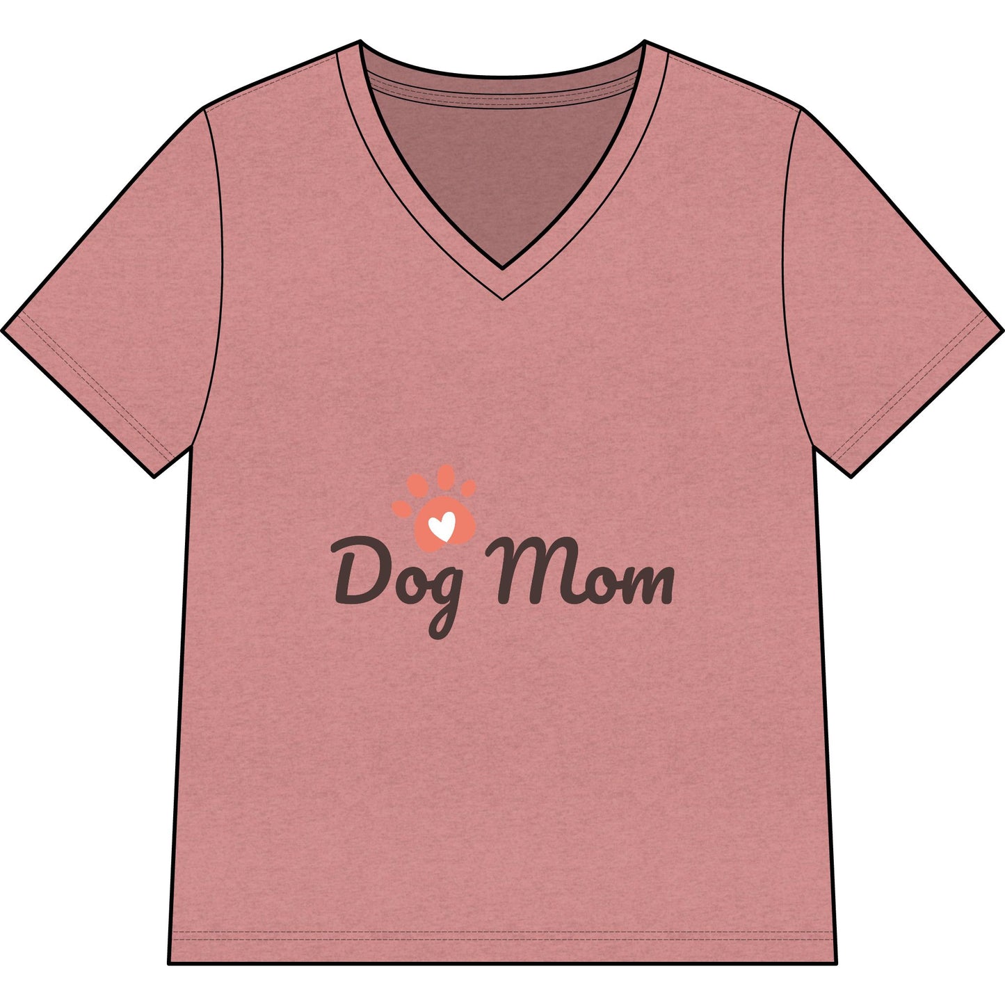 Dog Mom V-Neck Tee — Cute Paw Print Graphic for Pet Lovers