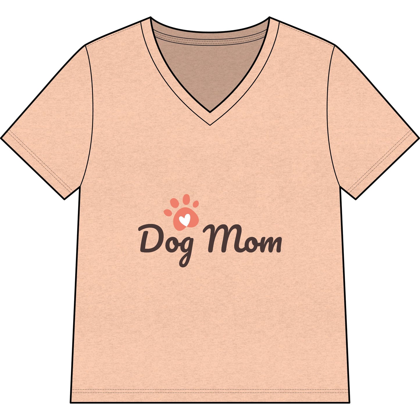Dog Mom V-Neck Tee — Cute Paw Print Graphic for Pet Lovers