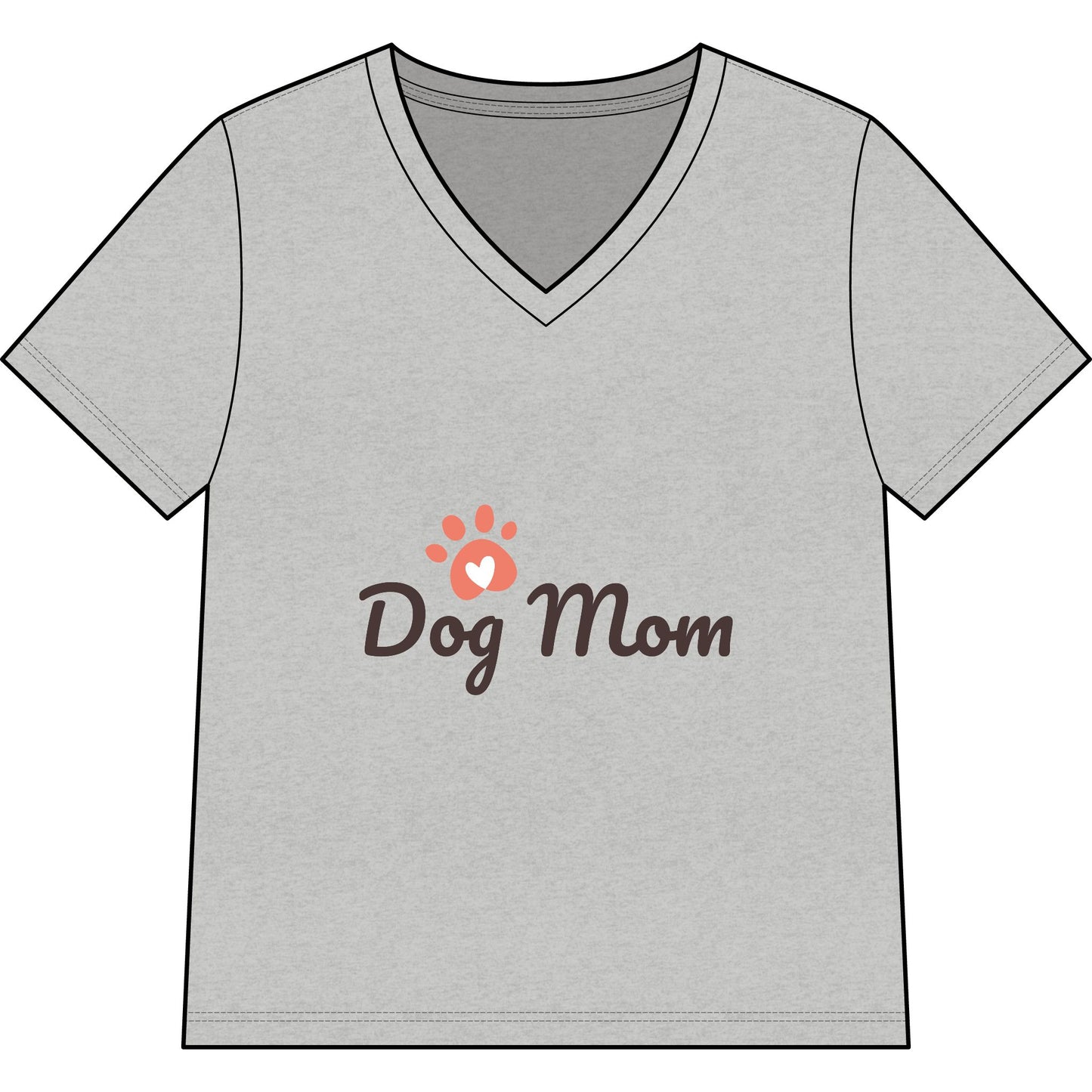 Dog Mom V-Neck Tee — Cute Paw Print Graphic for Pet Lovers