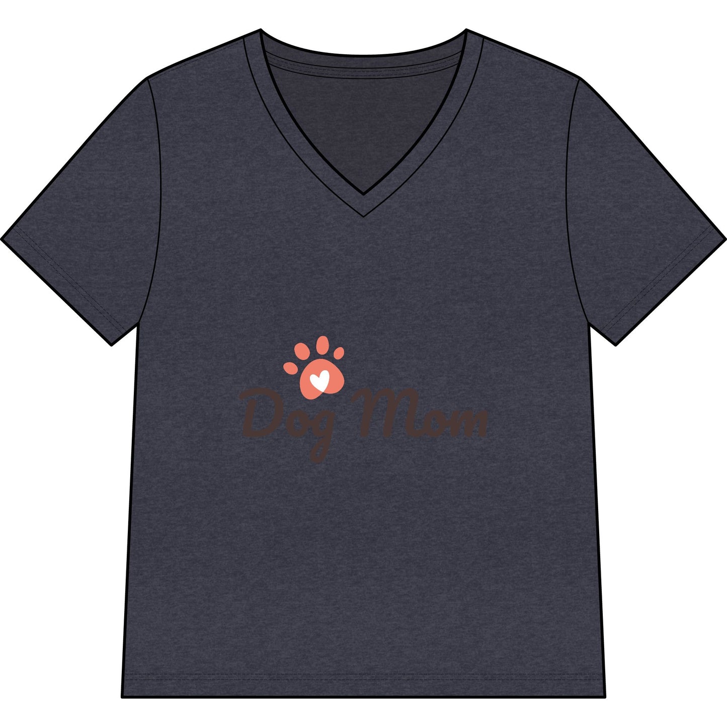 Dog Mom V-Neck Tee — Cute Paw Print Graphic for Pet Lovers