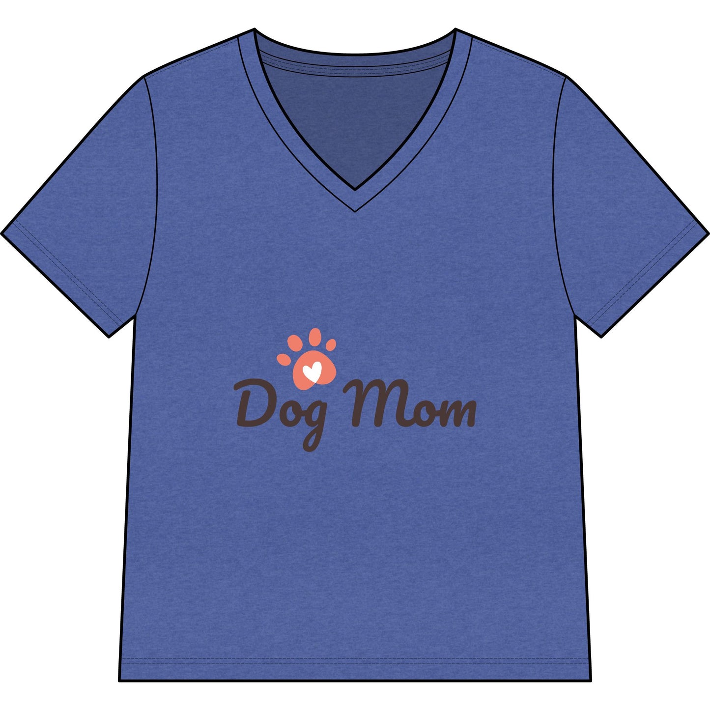 Dog Mom V-Neck Tee — Cute Paw Print Graphic for Pet Lovers